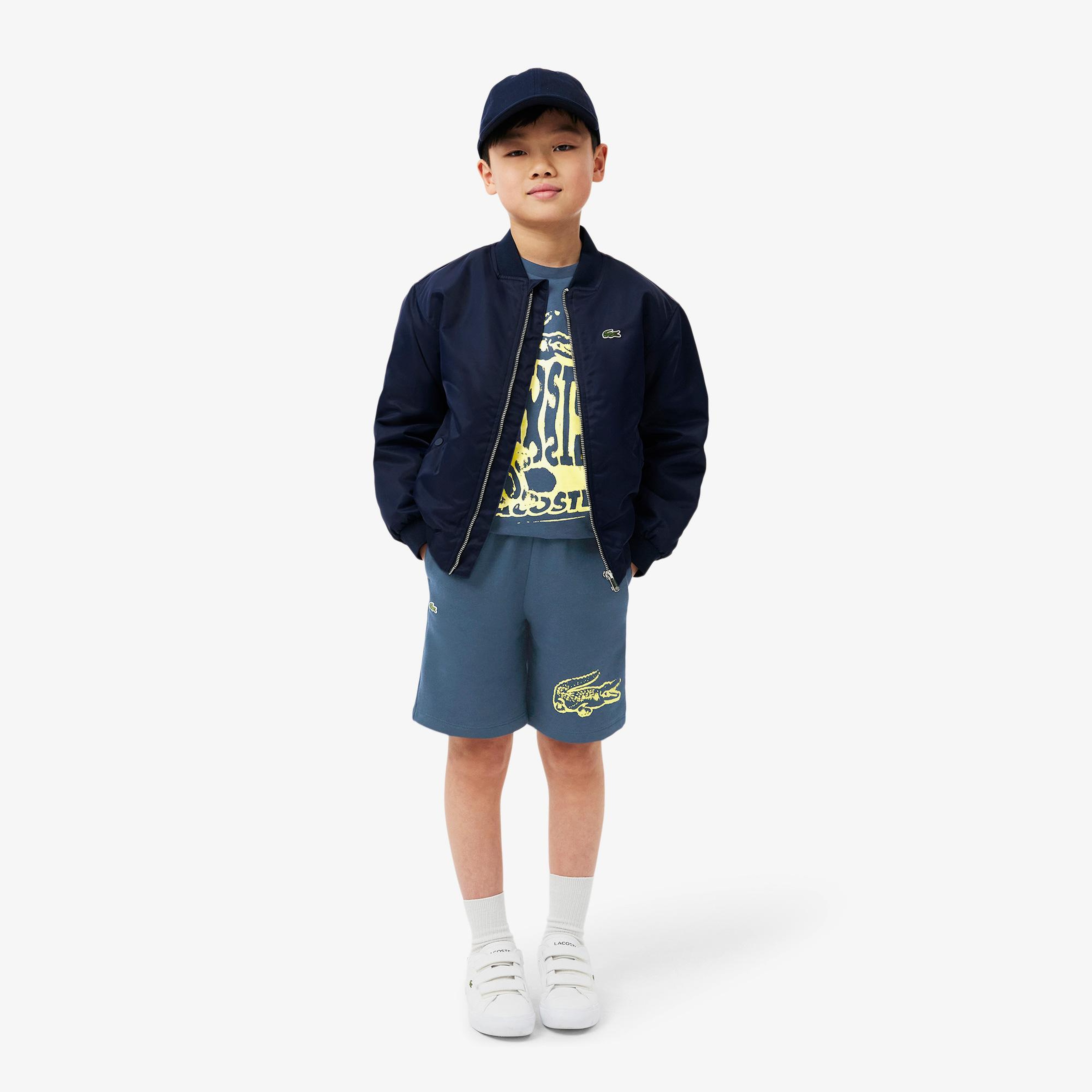 Lacoste Çocuk Bisiklet Yaka Baskılı Lacivert T-Shirt