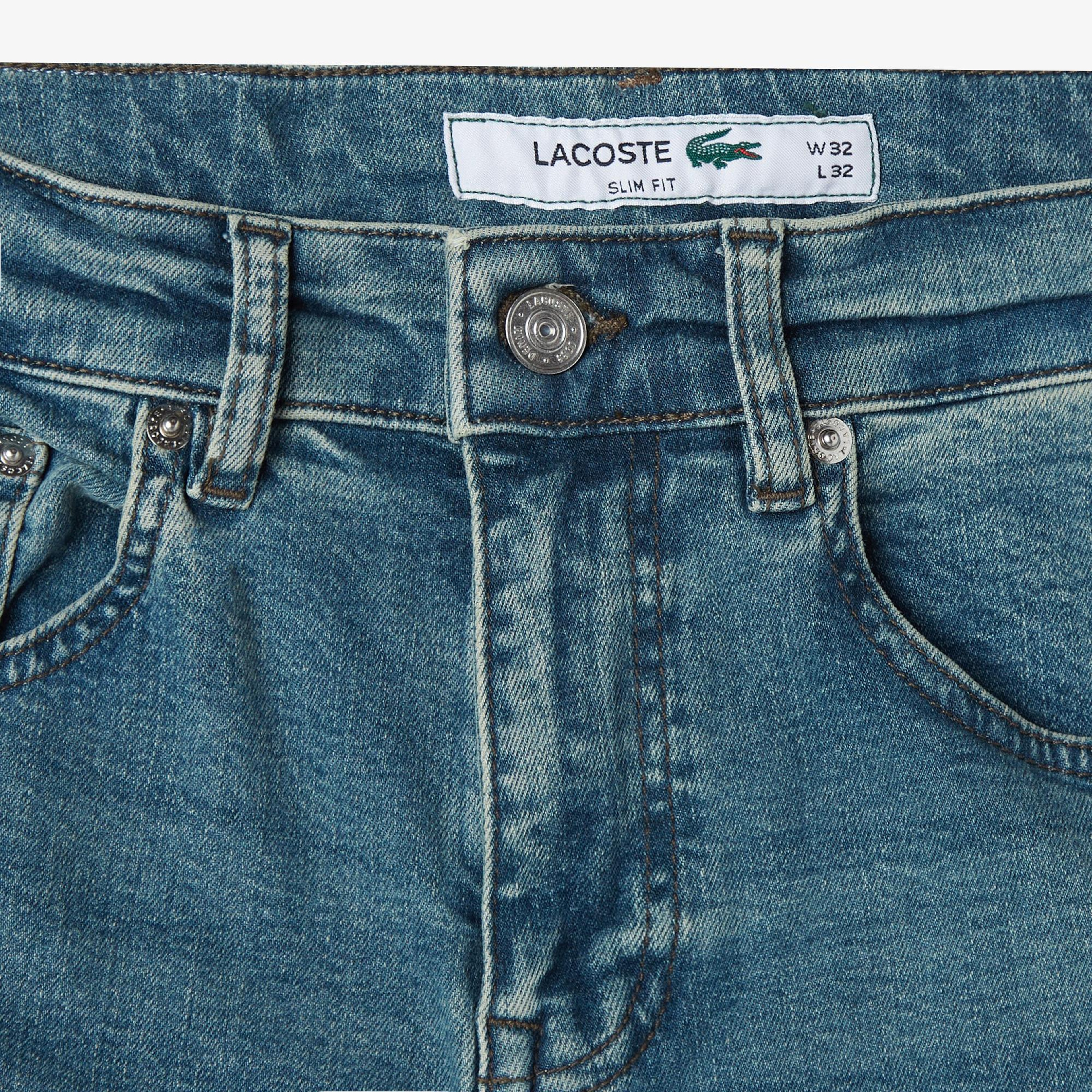 Lacoste Erkek Slim Fit Mavi Jean Pantolon