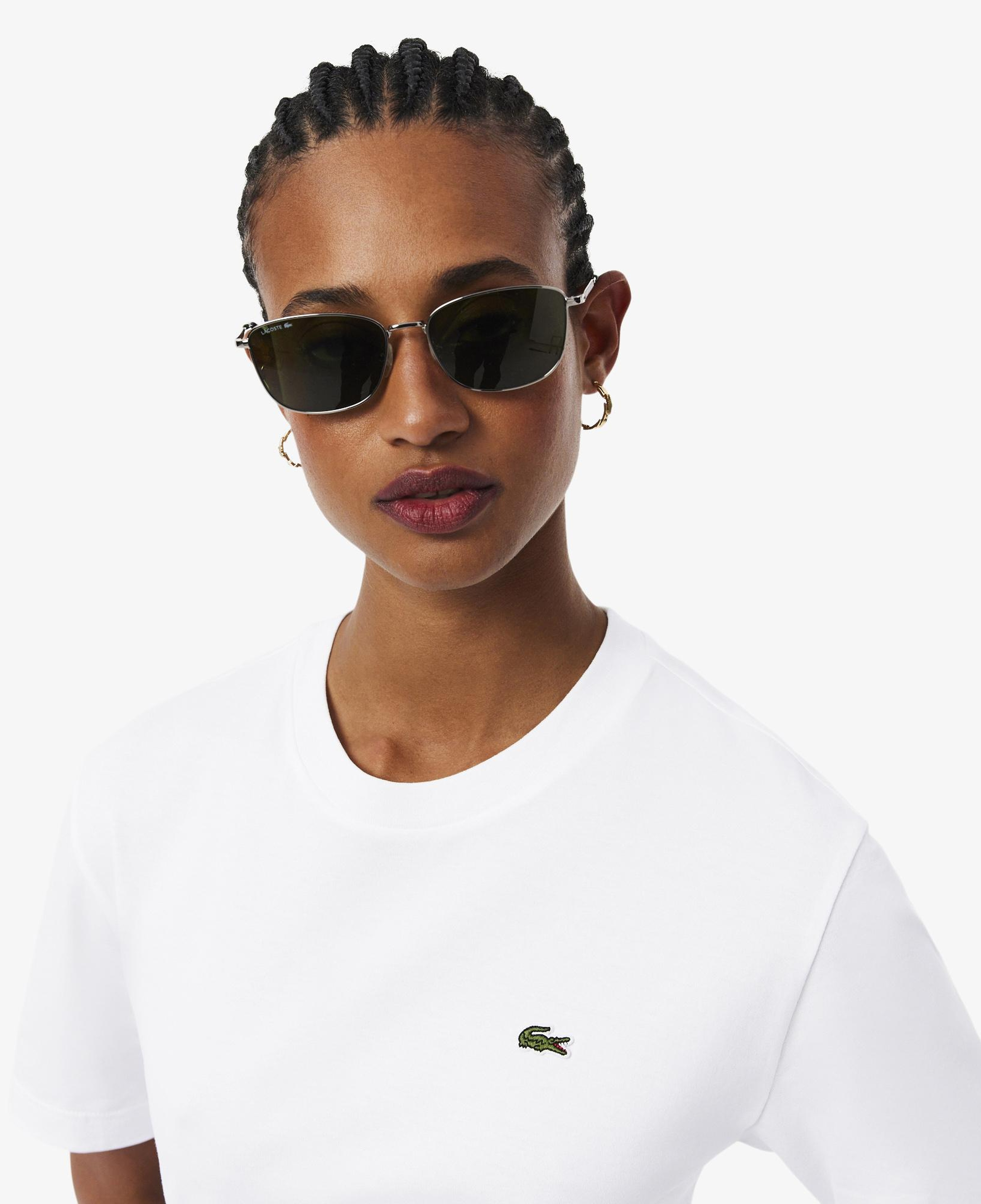 Lacoste Kadın Relaxed Fit Bisiklet Yaka Beyaz T-Shirt