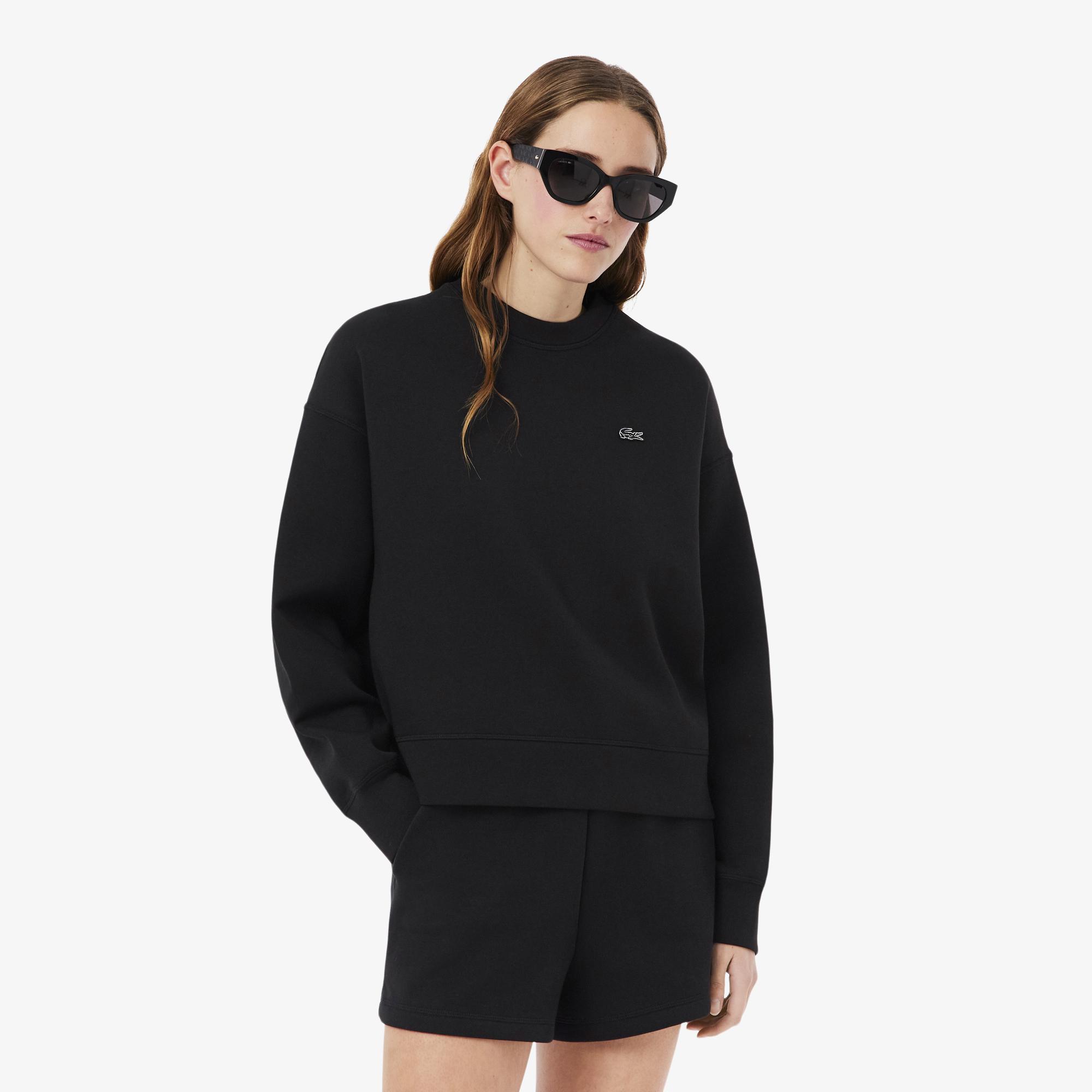 Lacoste Kadın Oversize Fit Bisiklet Yaka Siyah Sweatshirt