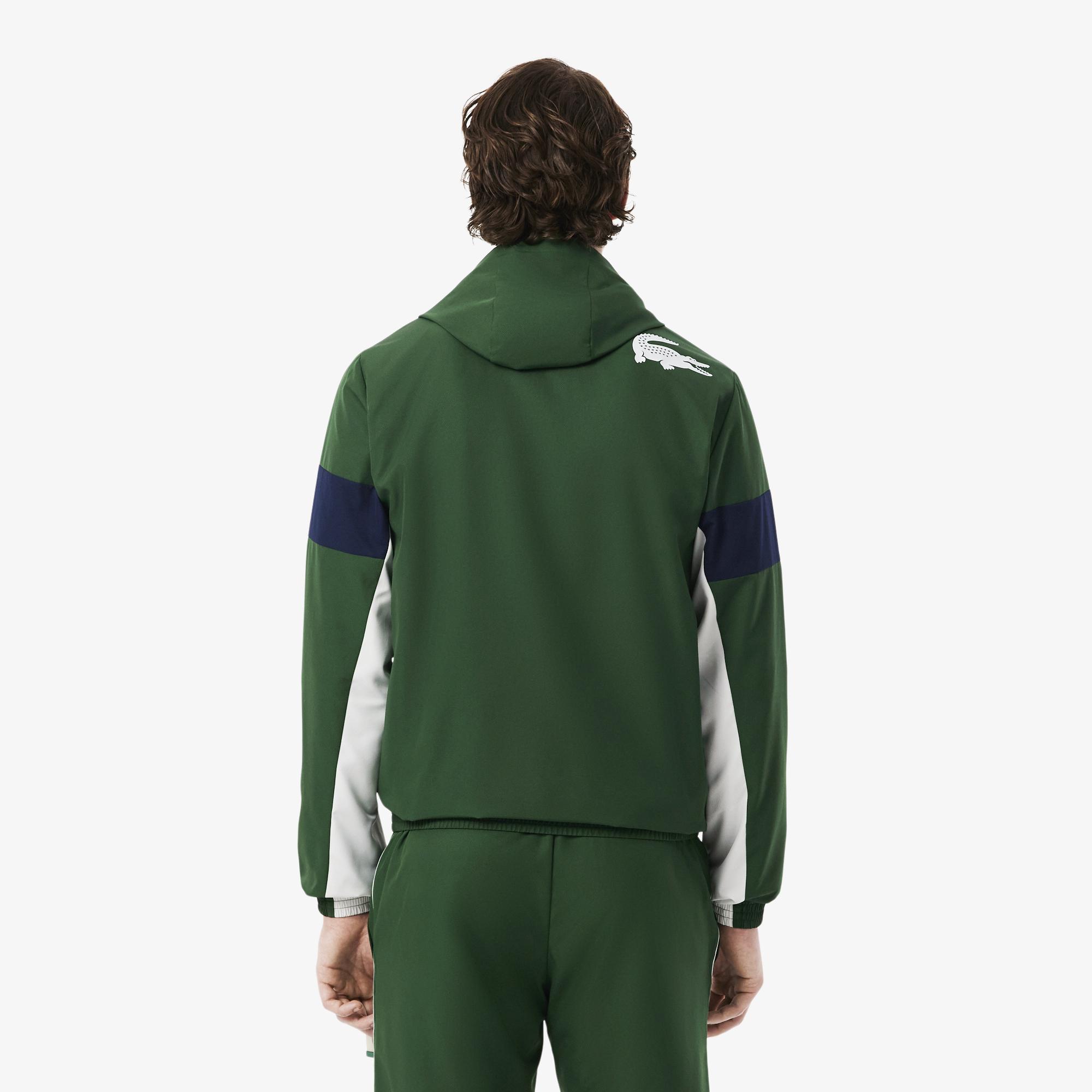 Lacoste Erkek Regular Fit Kapüşonlu Renk Bloklu Yeşil Ceket