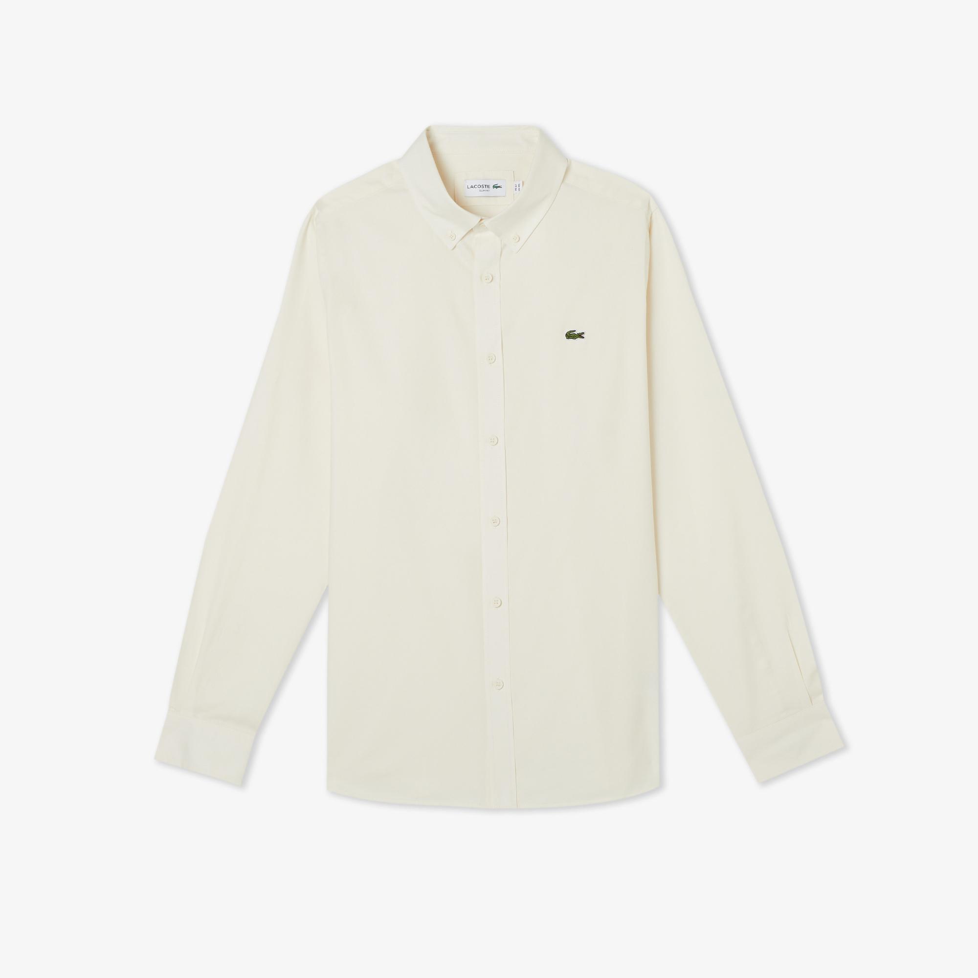 Lacoste Erkek Slim Fit Düğmeli Yaka Bej Gömlek