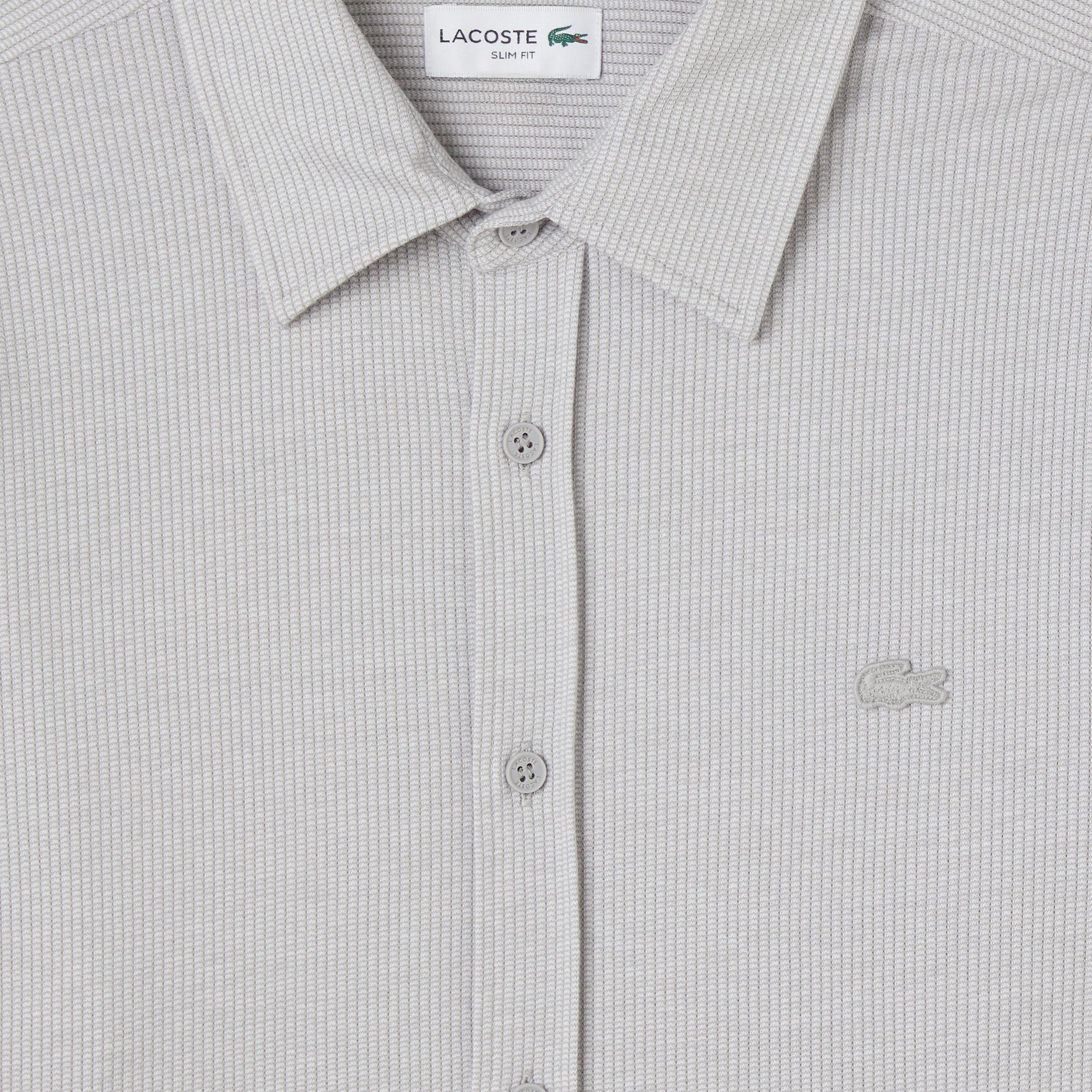 Lacoste Erkek Slim Fit Düğmeli Yaka Gri Gömlek