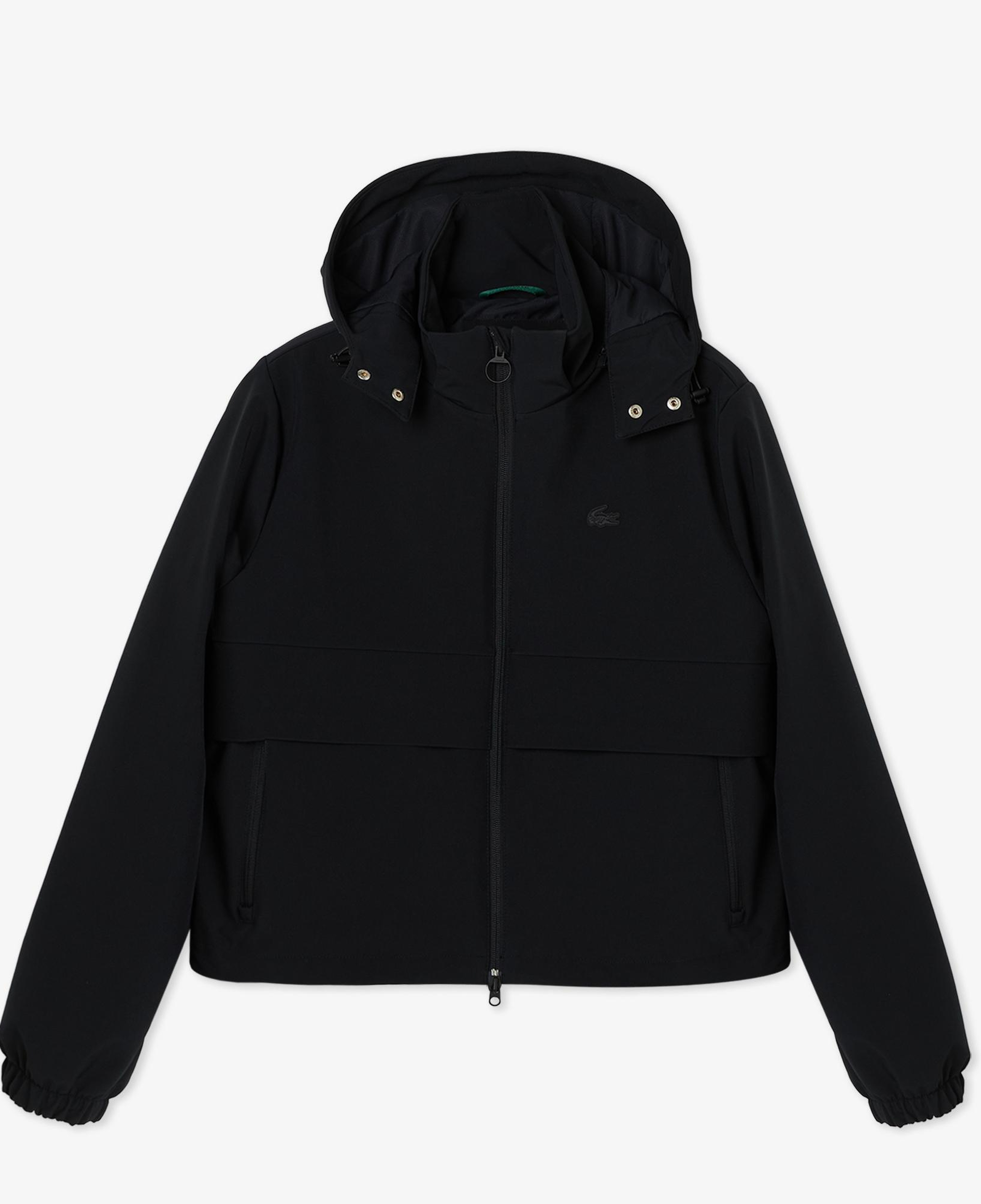 Lacoste Kadın Regular Fit Kapüşonlu Baskılı Siyah Yağmurluk