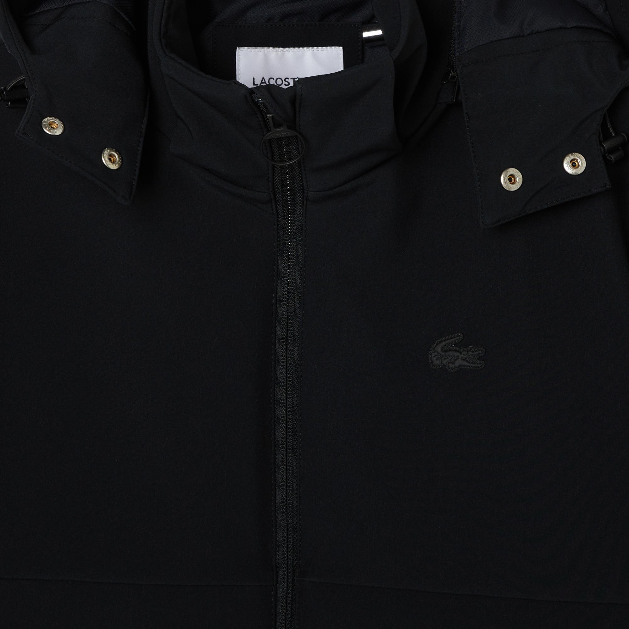 Lacoste Kadın Regular Fit Kapüşonlu Baskılı Siyah Yağmurluk