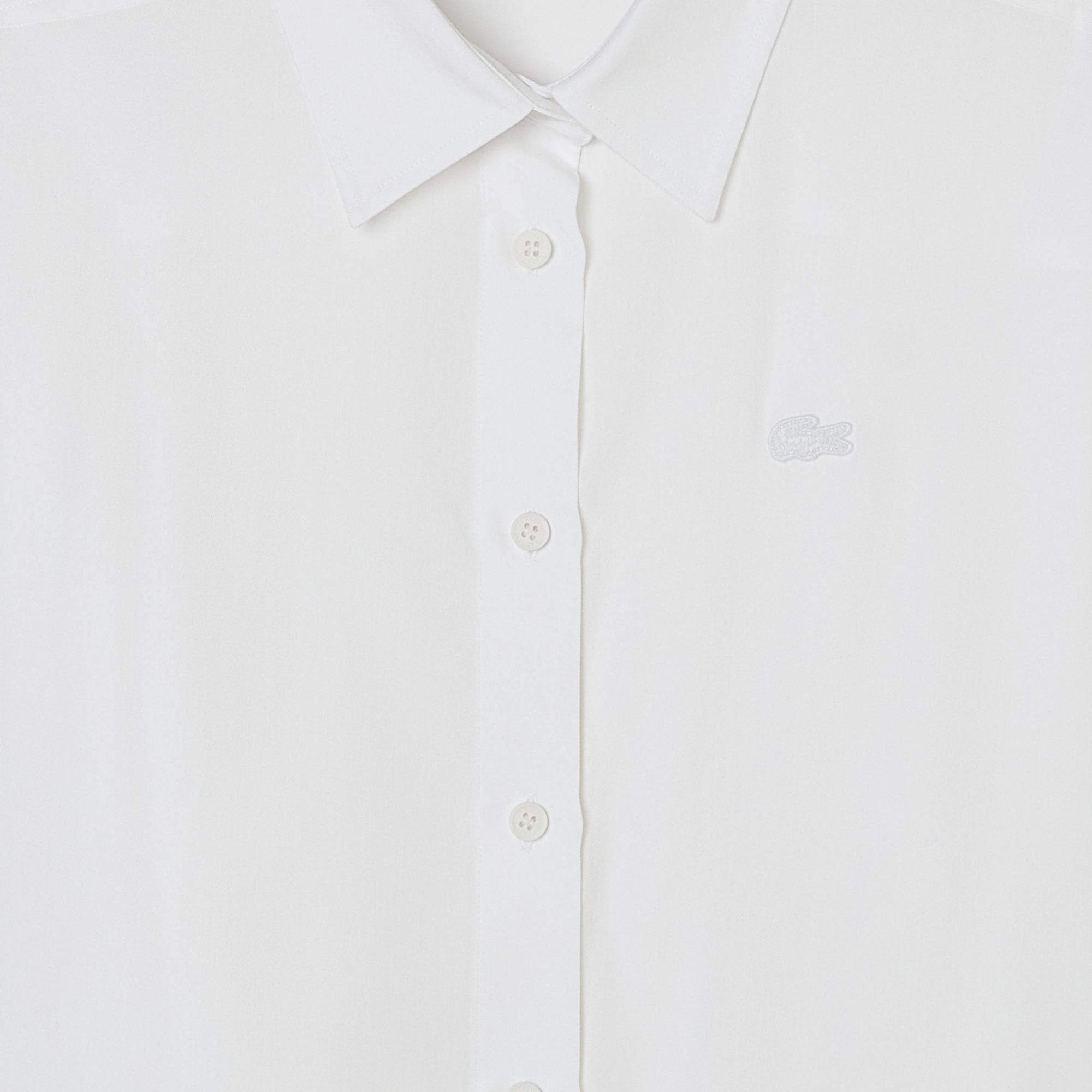 Lacoste Kadın Slim Fit Düğmeli Yaka Beyaz Gömlek
