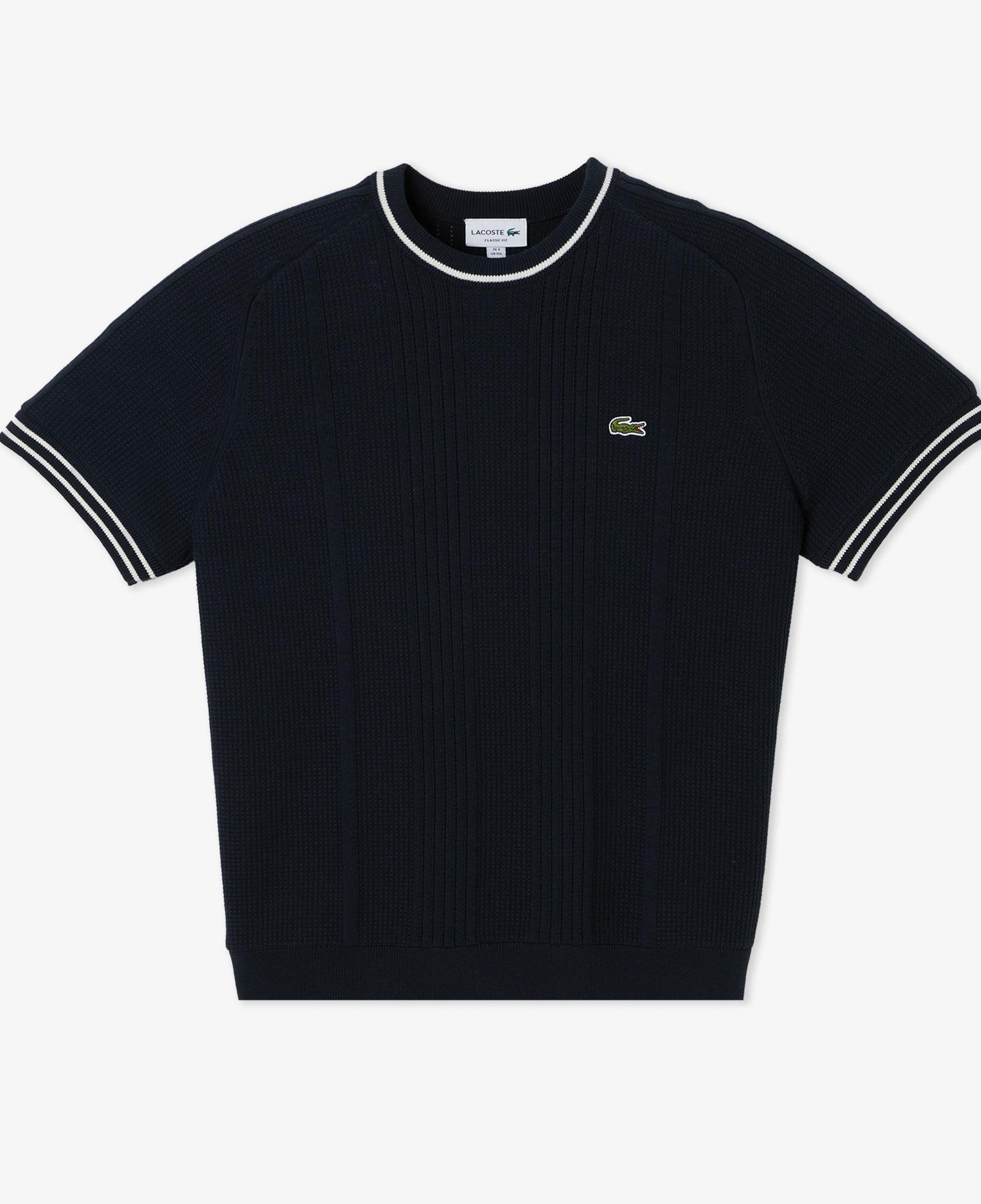Lacoste Erkek Classic Fit Kısa Kollu Bisiklet Yaka Çizgili Koyu Gri Triko