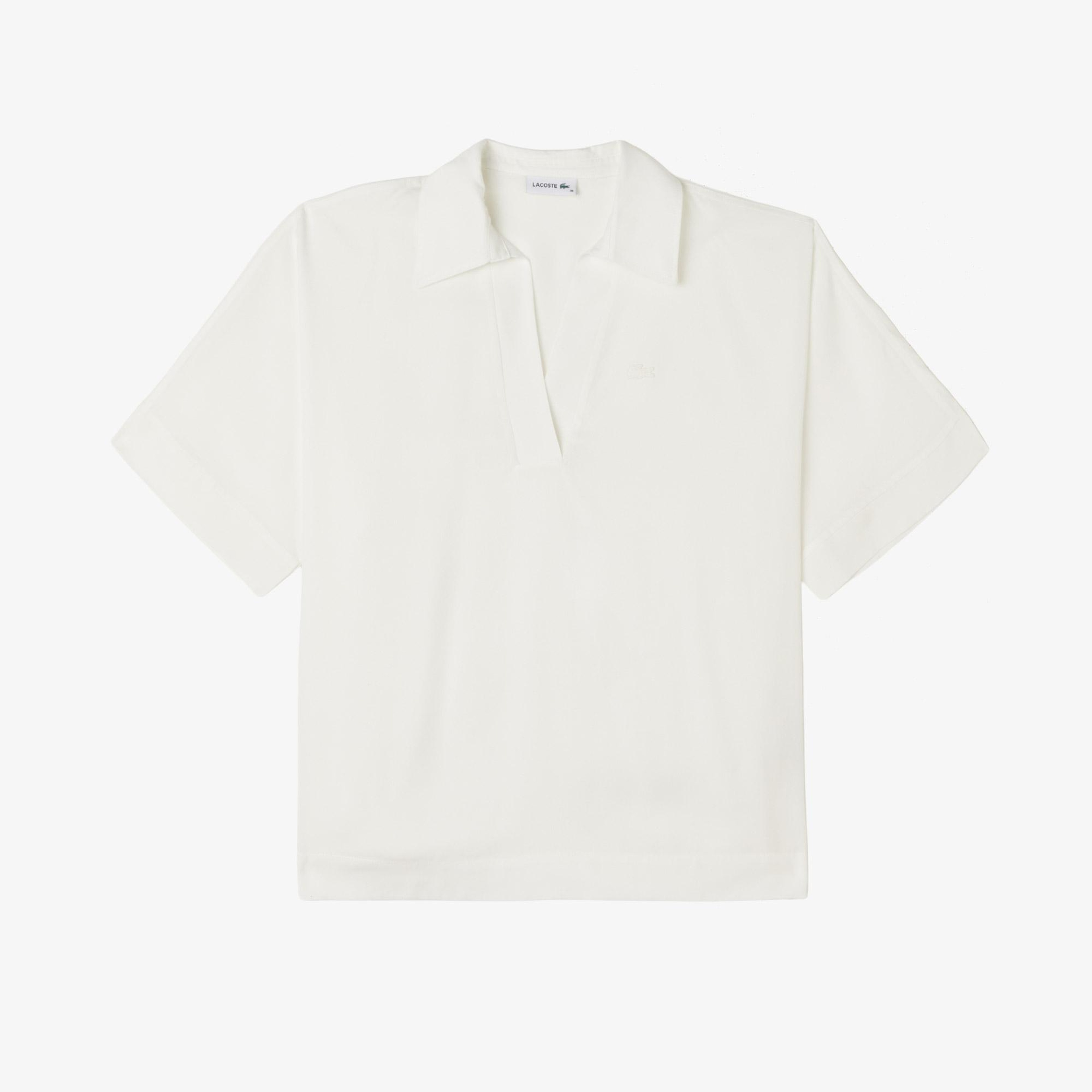 Lacoste Kadın Regular Fit Kısa Kollu Polo Yaka Beyaz Bluz