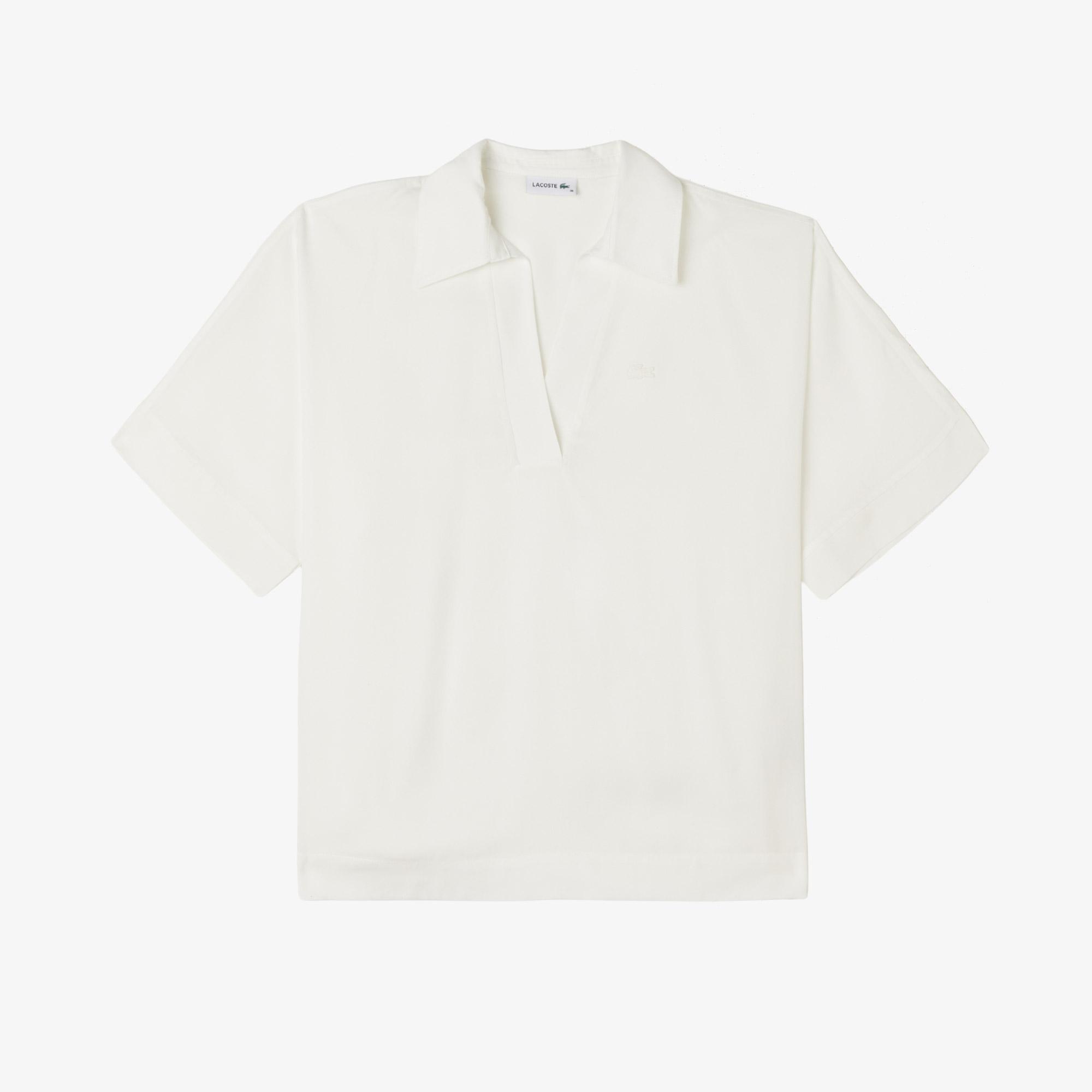 Lacoste Kadın Regular Fit Kısa Kollu Polo Yaka Beyaz Bluz