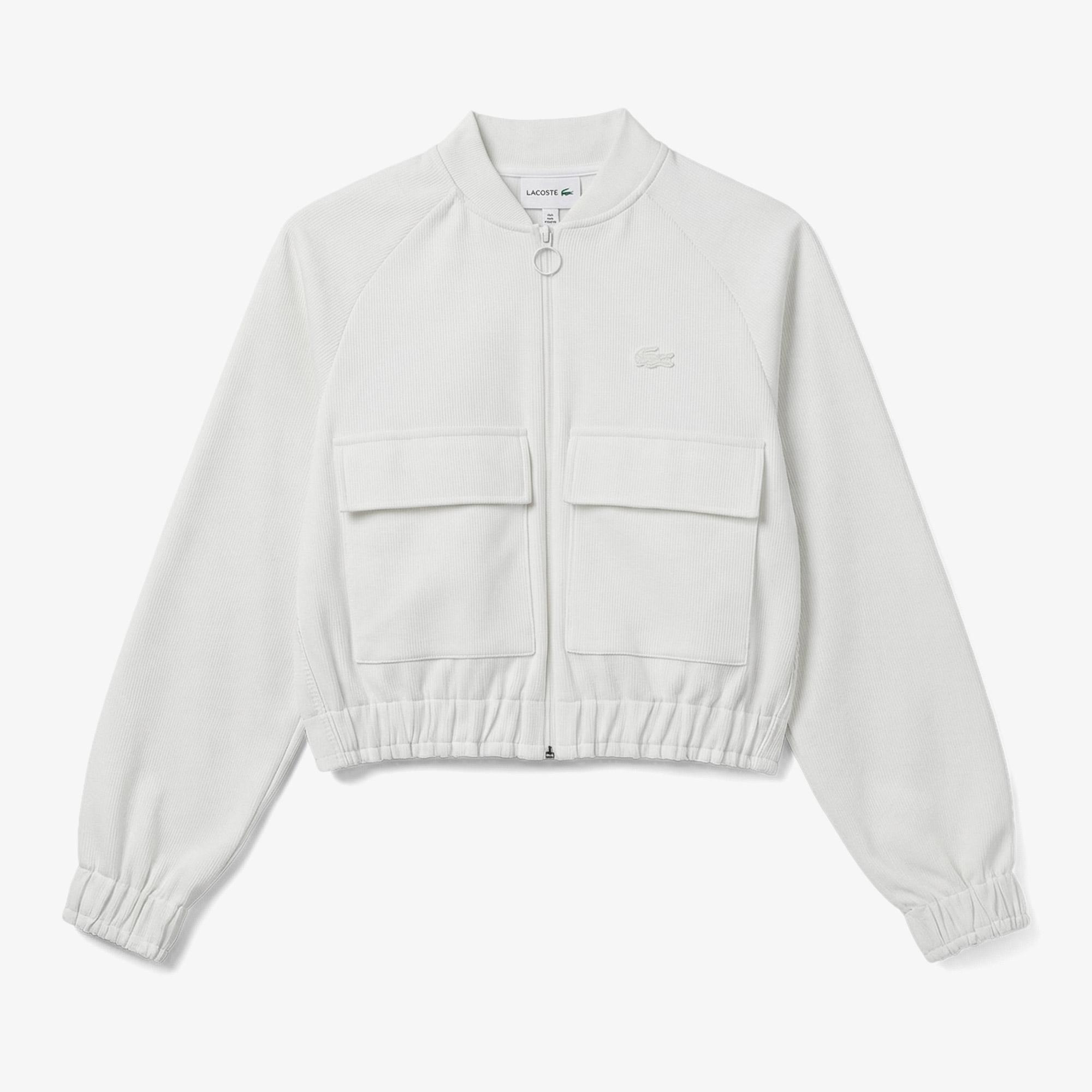 Lacoste Kadın Regular Fit Fermuarlı Krem Ceket