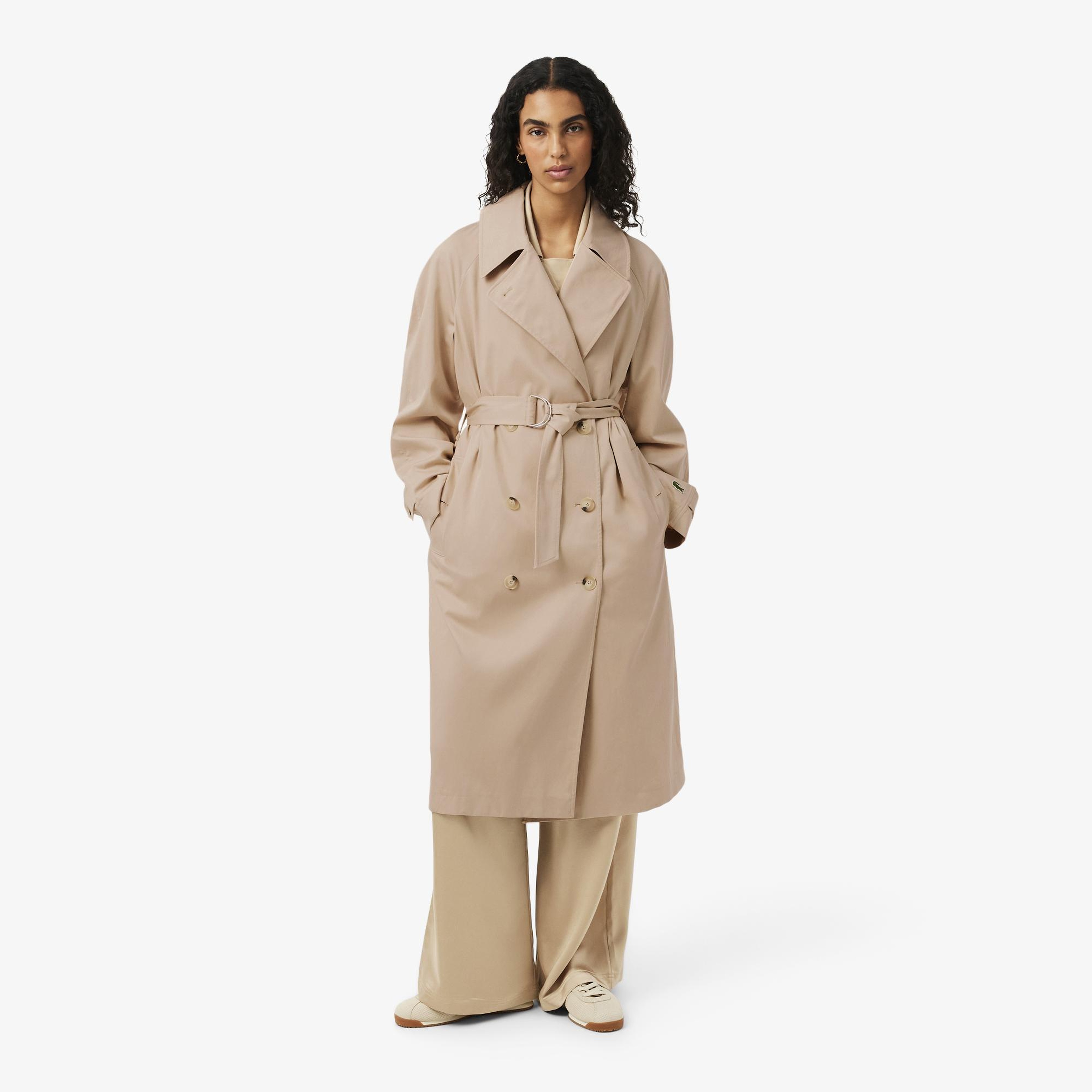 Lacoste Kadın Oversize Fit Bej Trençkot
