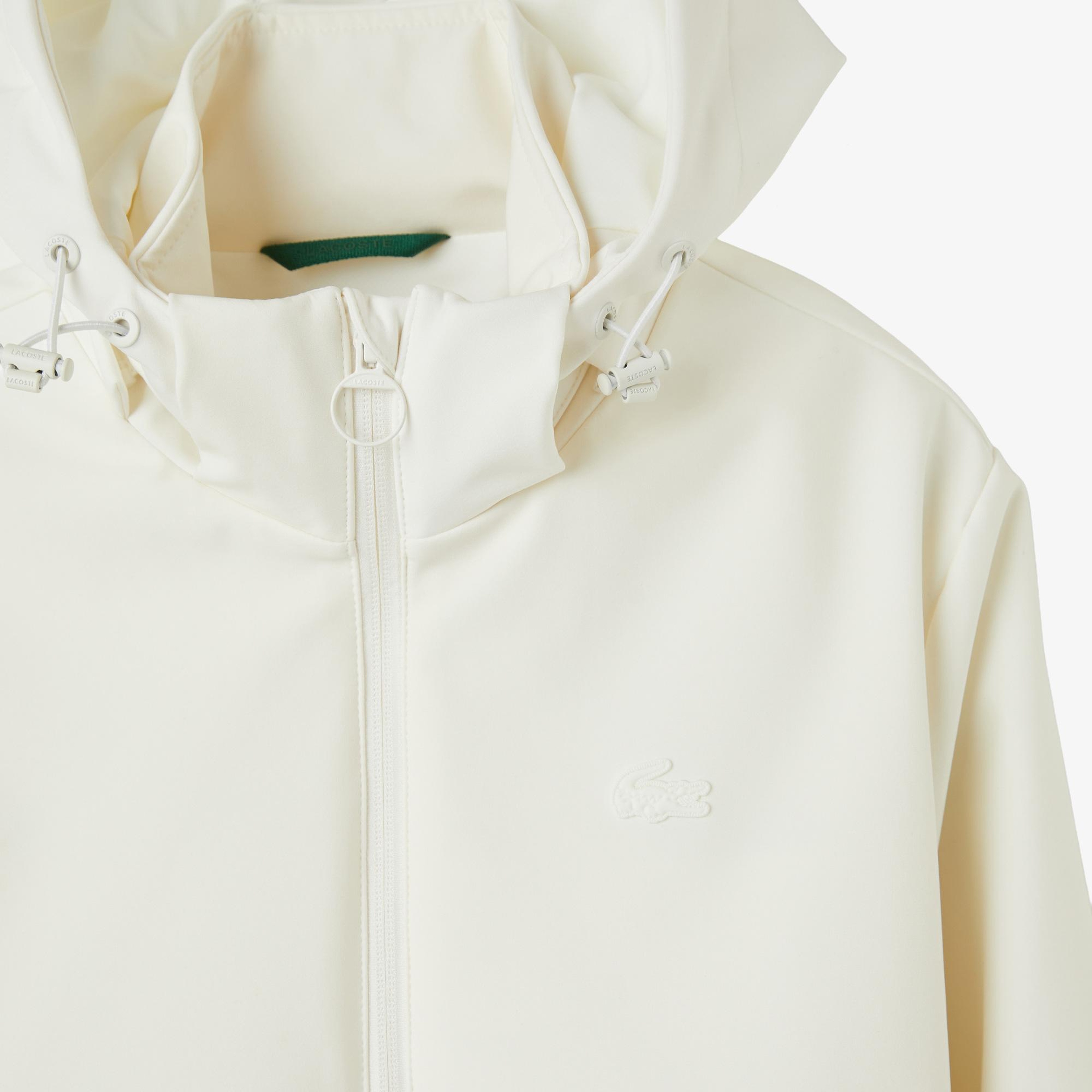 Lacoste Kadın Regular Fit Kapüşonlu Baskılı Krem Yağmurluk