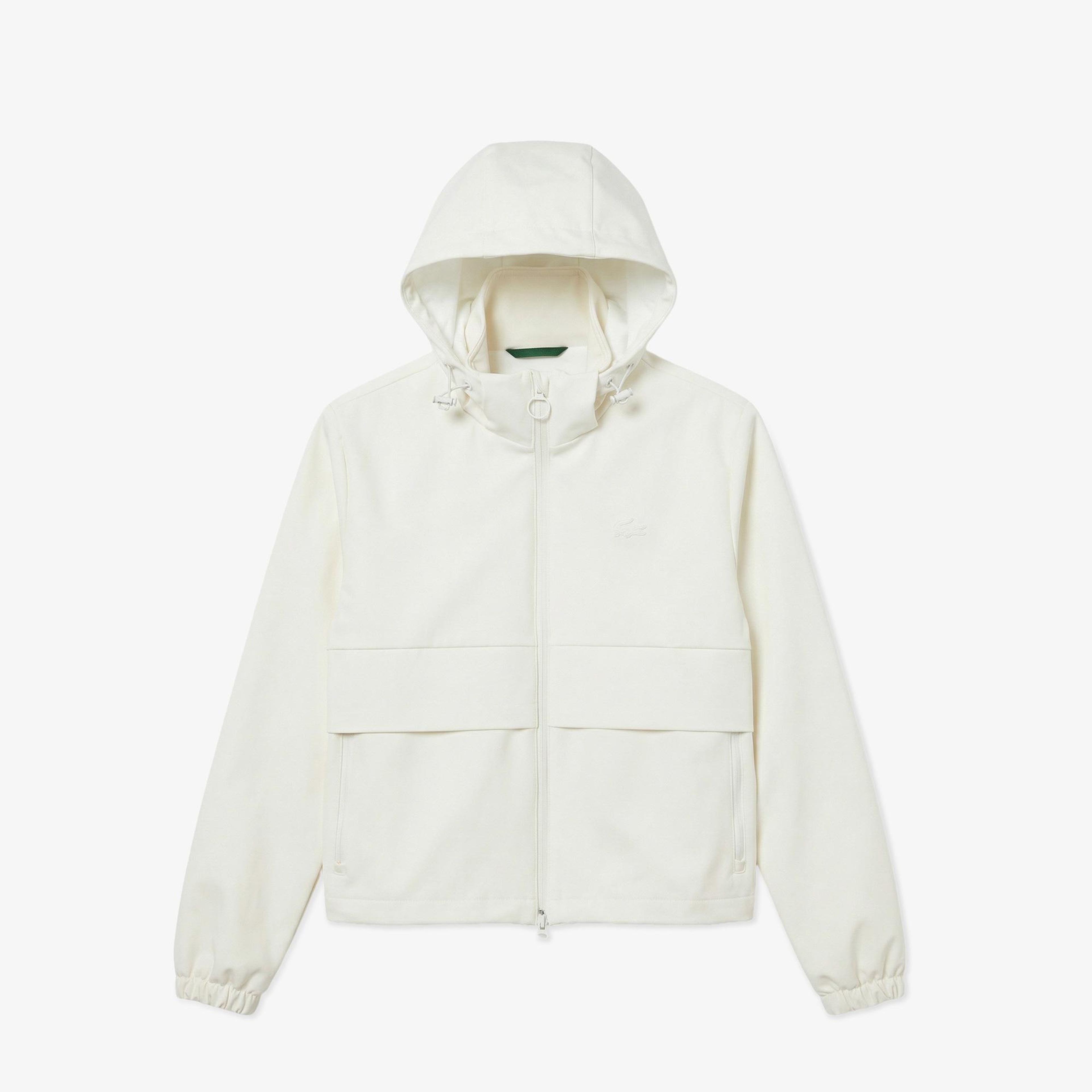 Lacoste Kadın Regular Fit Kapüşonlu Baskılı Krem Yağmurluk