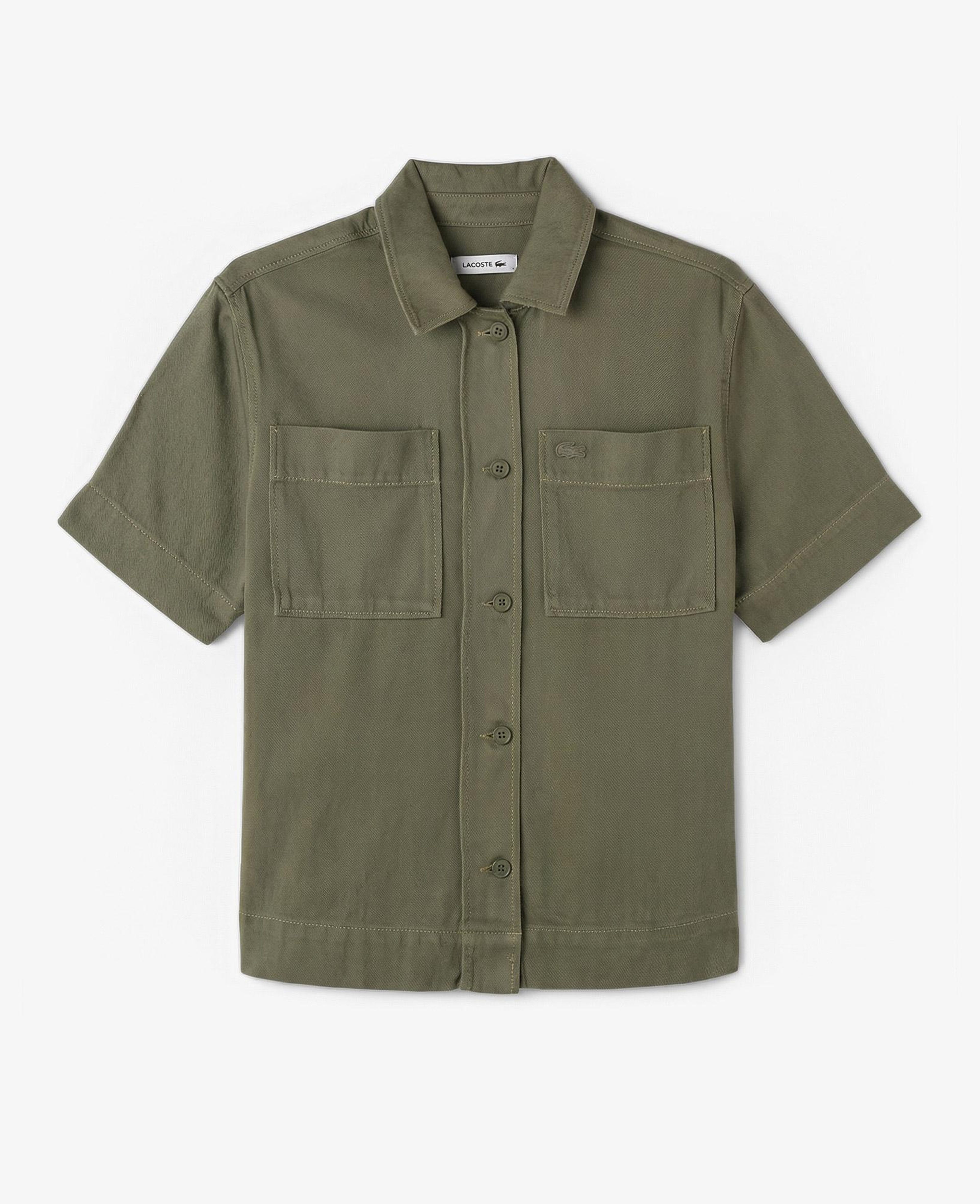 Lacoste Kadın Regular Fit Kısa Kollu Düğmeli Yaka Haki Gömlek