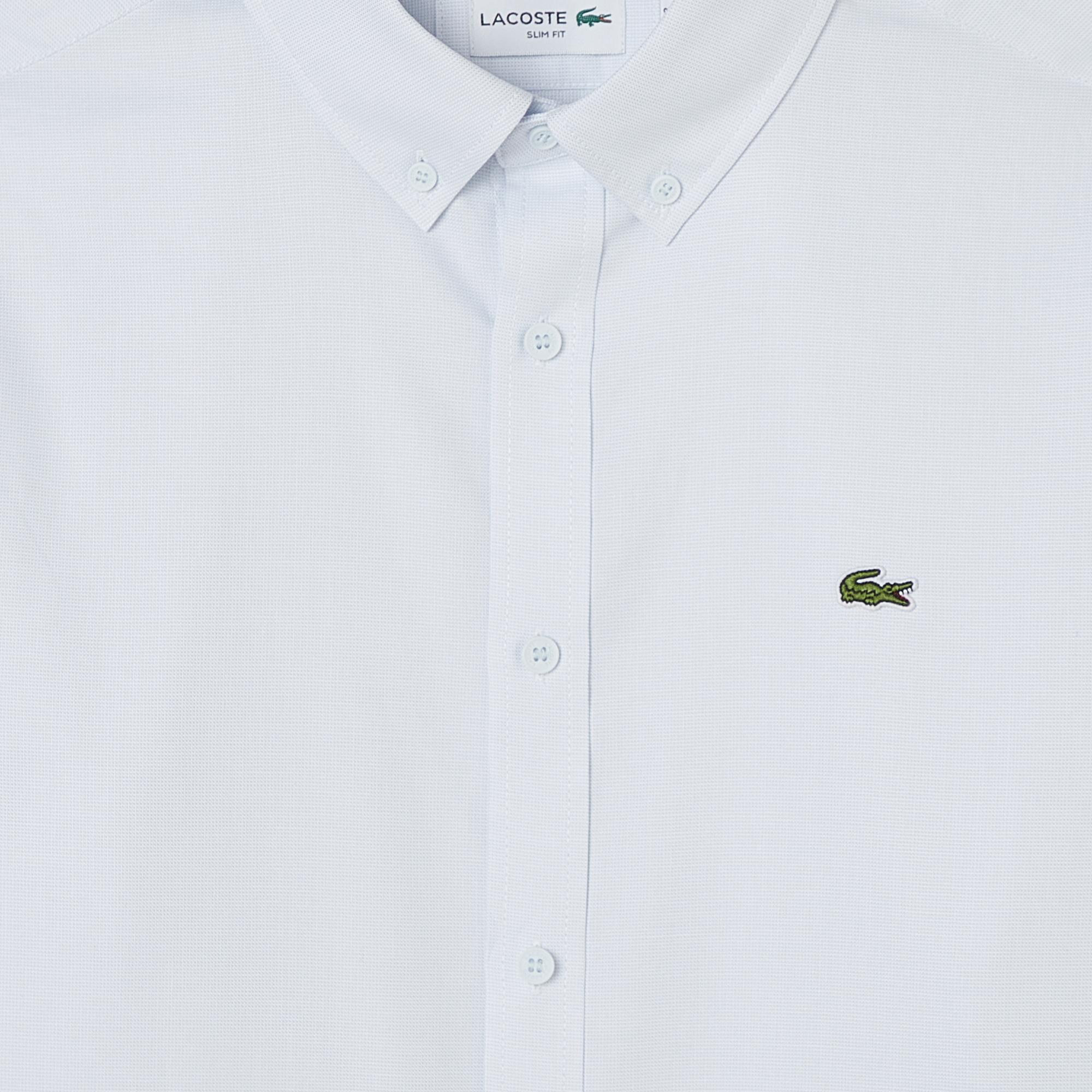 Lacoste Erkek Slim Fit Düğmeli Yaka Açık Mavi Gömlek