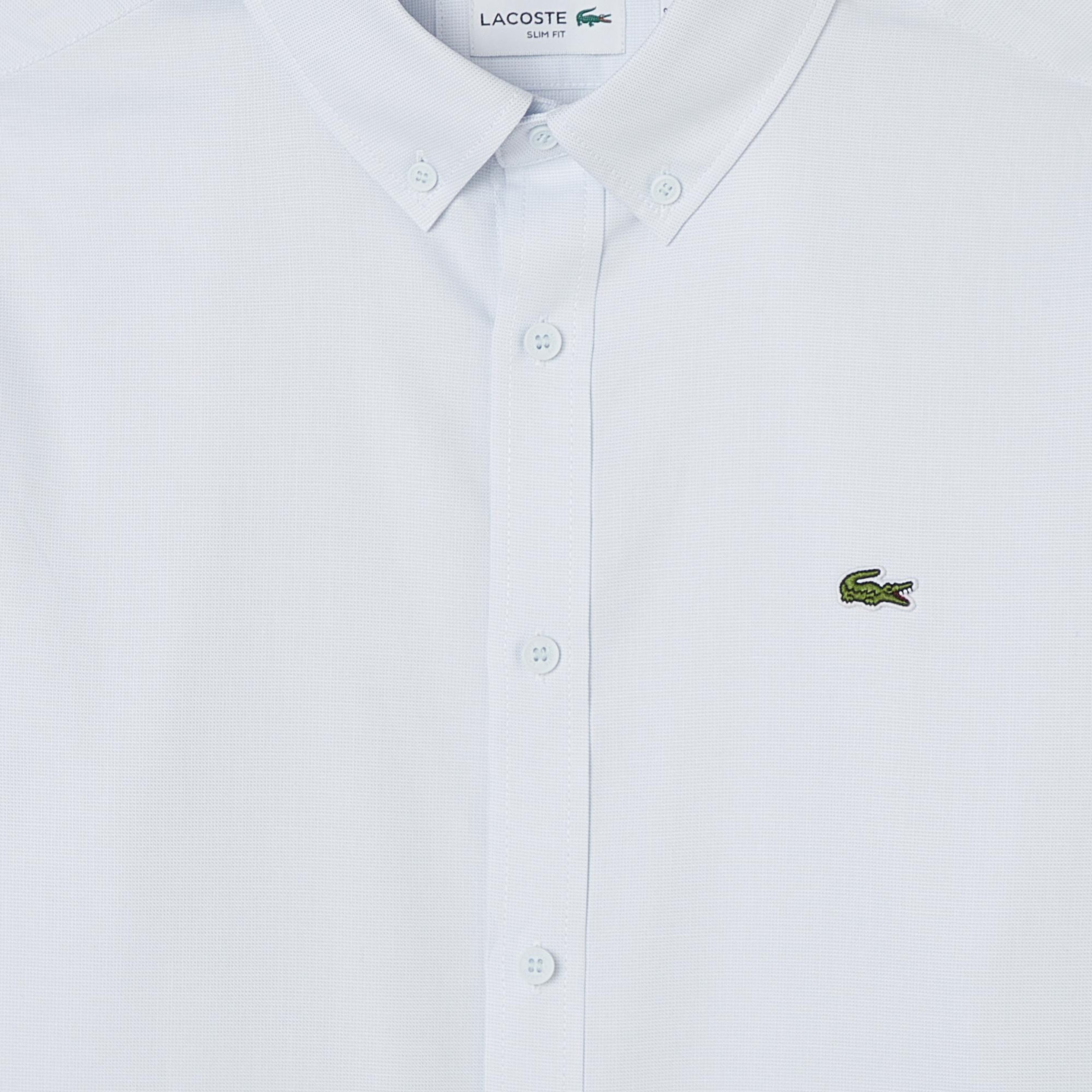 Lacoste Erkek Slim Fit Düğmeli Yaka Açık Mavi Gömlek