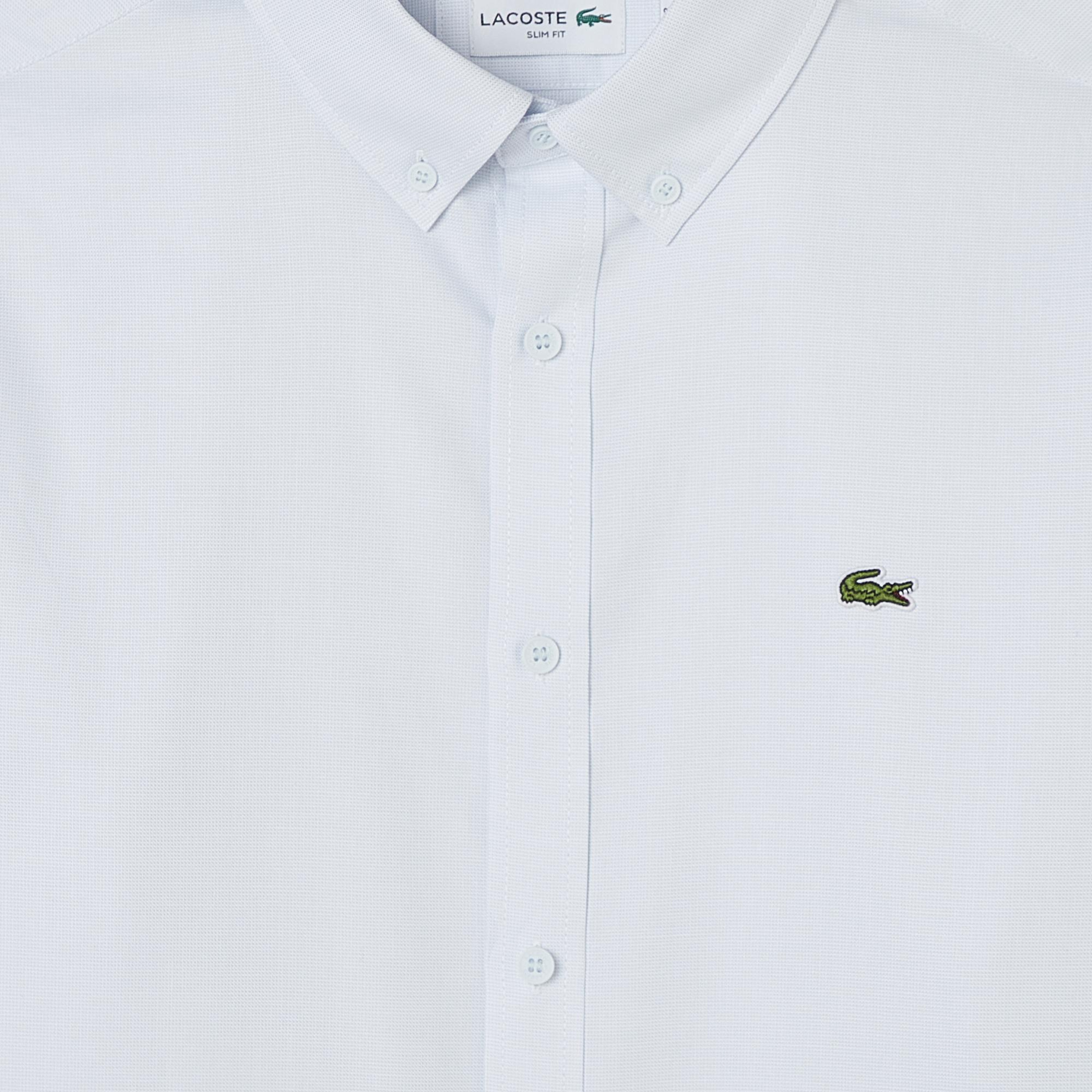 Lacoste Erkek Slim Fit Düğmeli Yaka Açık Mavi Gömlek