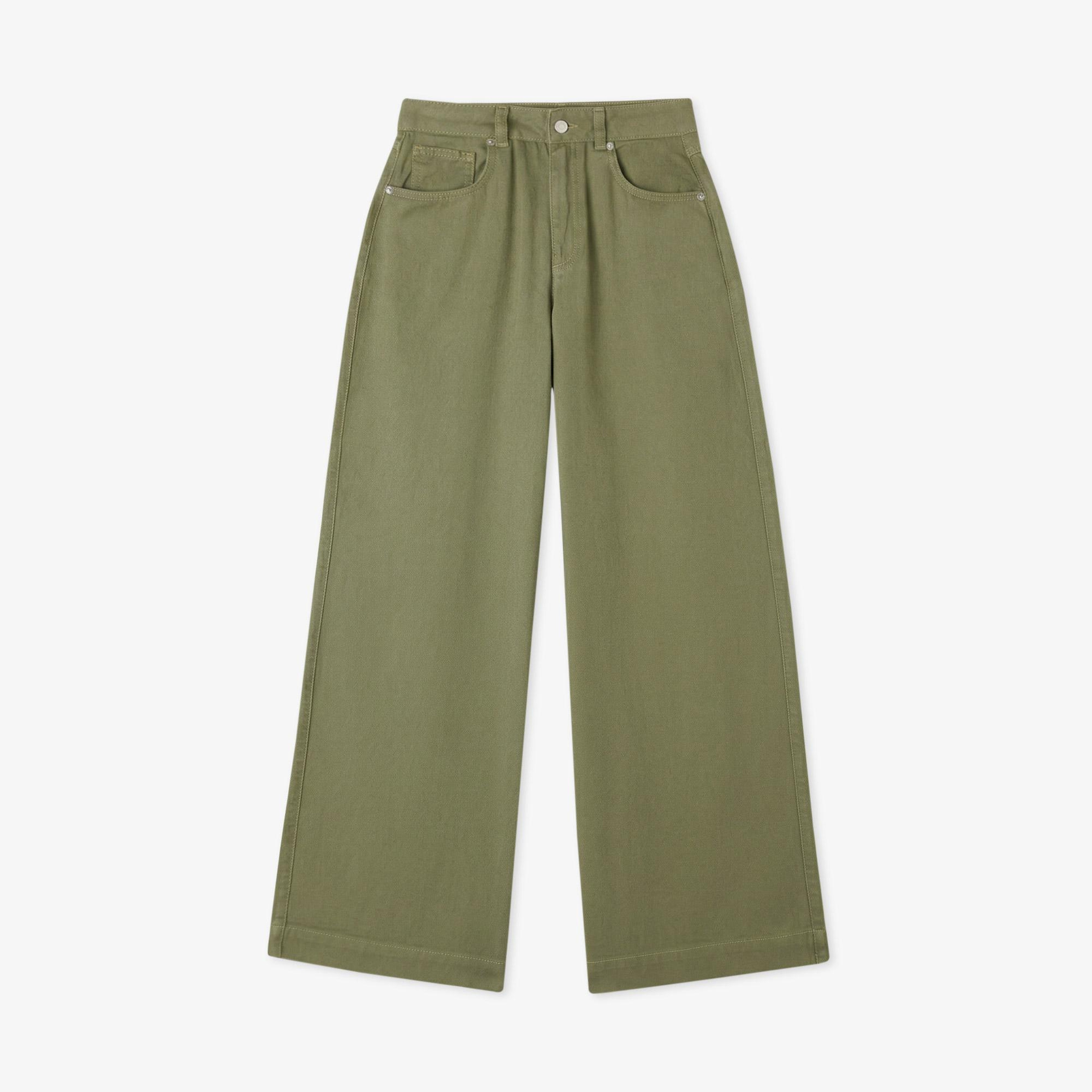 Lacoste Kadın Regular Fit Haki Jean Pantolon