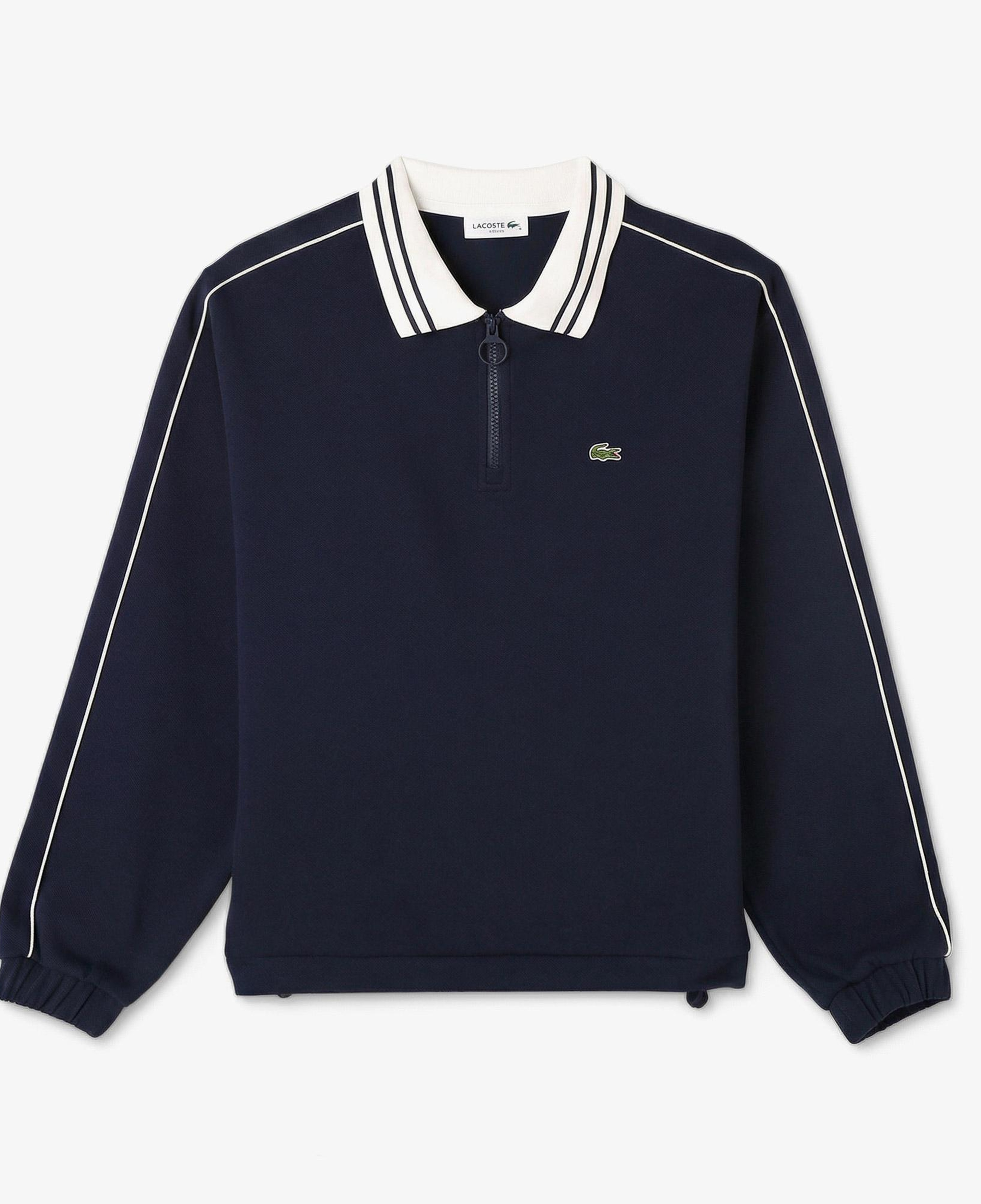 Lacoste Kadın Loose Fit Polo Yaka Lacivert Sweatshirt