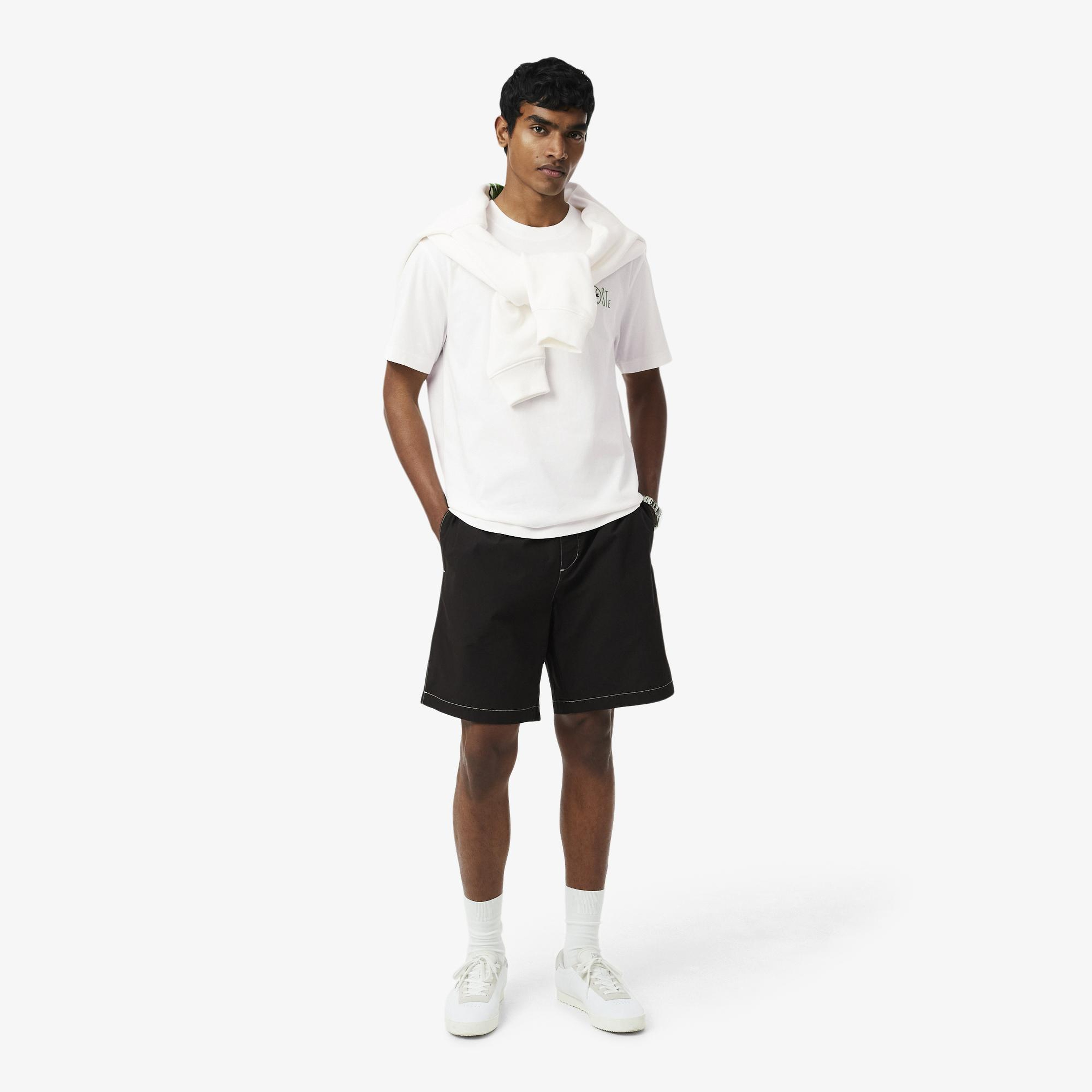 Lacoste Erkek Classic Fit Baskılı Beyaz T-Shirt