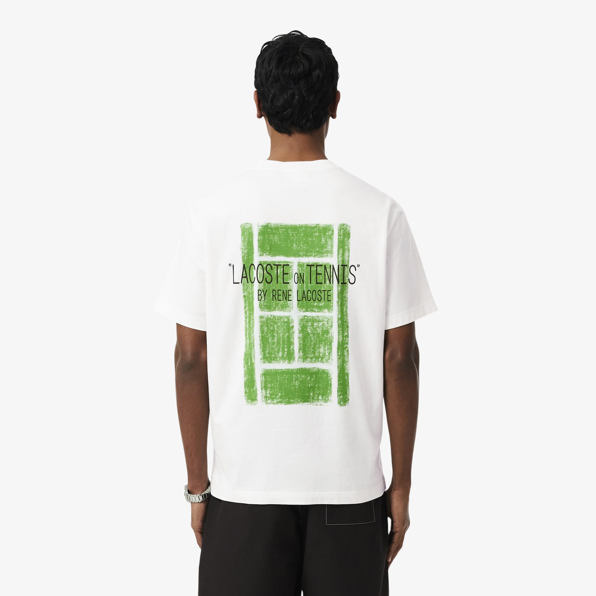 Lacoste Erkek Classic Fit Baskılı Beyaz T-Shirt