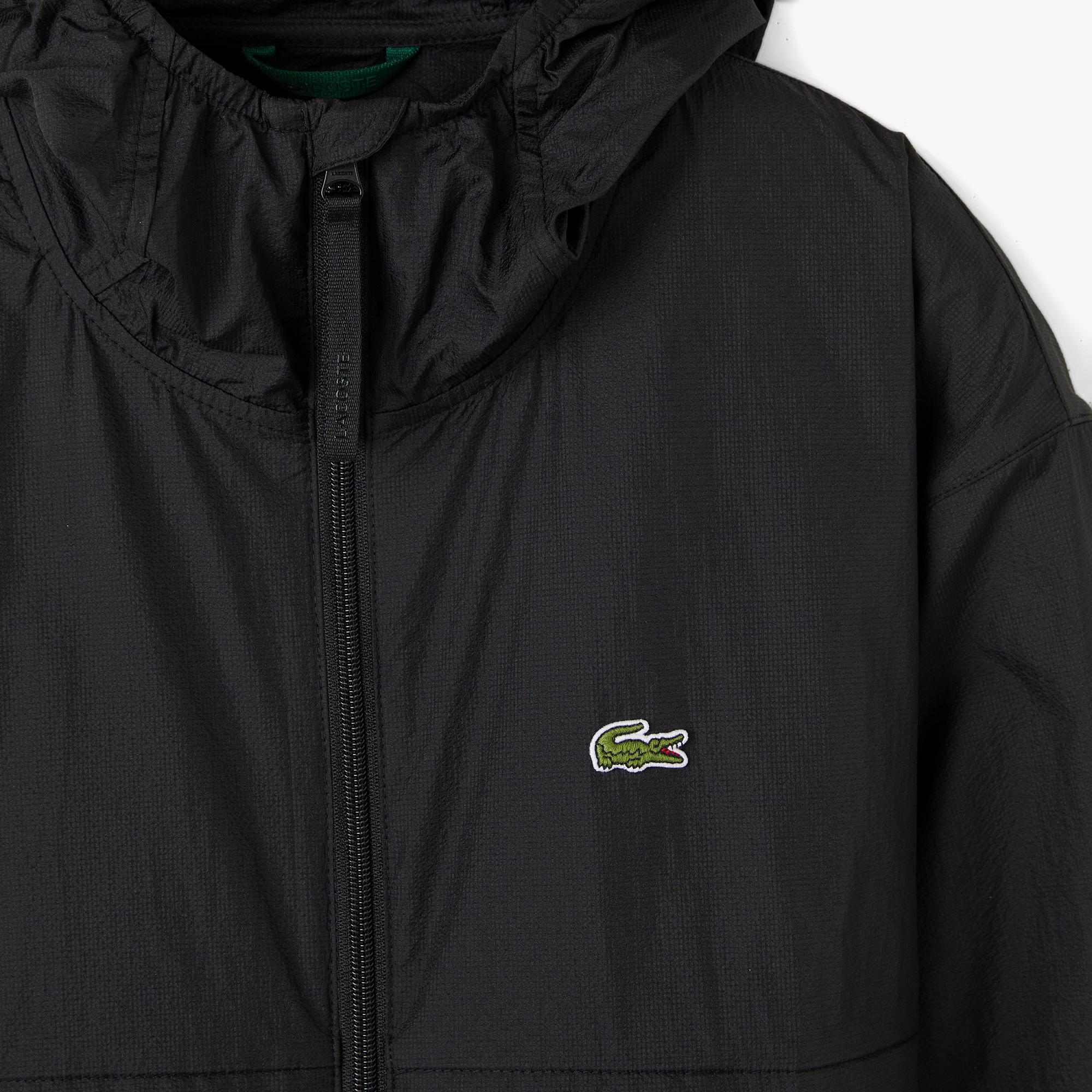 Lacoste Erkek Kapüşonlu Siyah Yağmurluk
