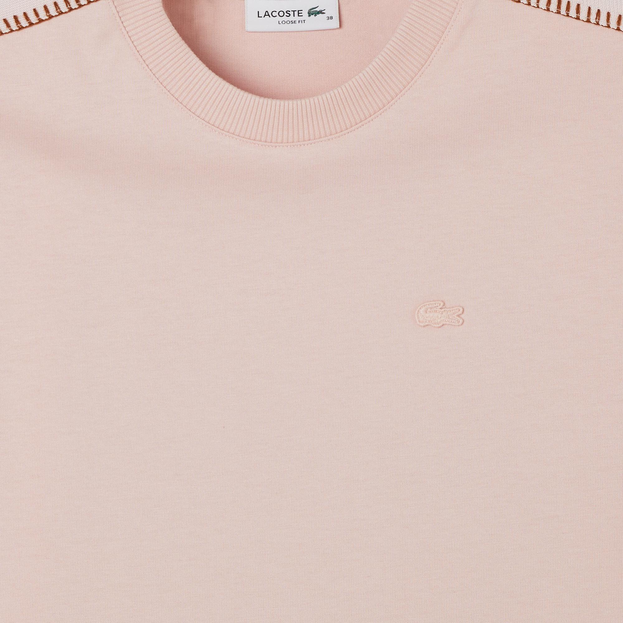 Lacoste Kadın Loose Fit Bisiklet Yaka Açık Pembe T-Shirt