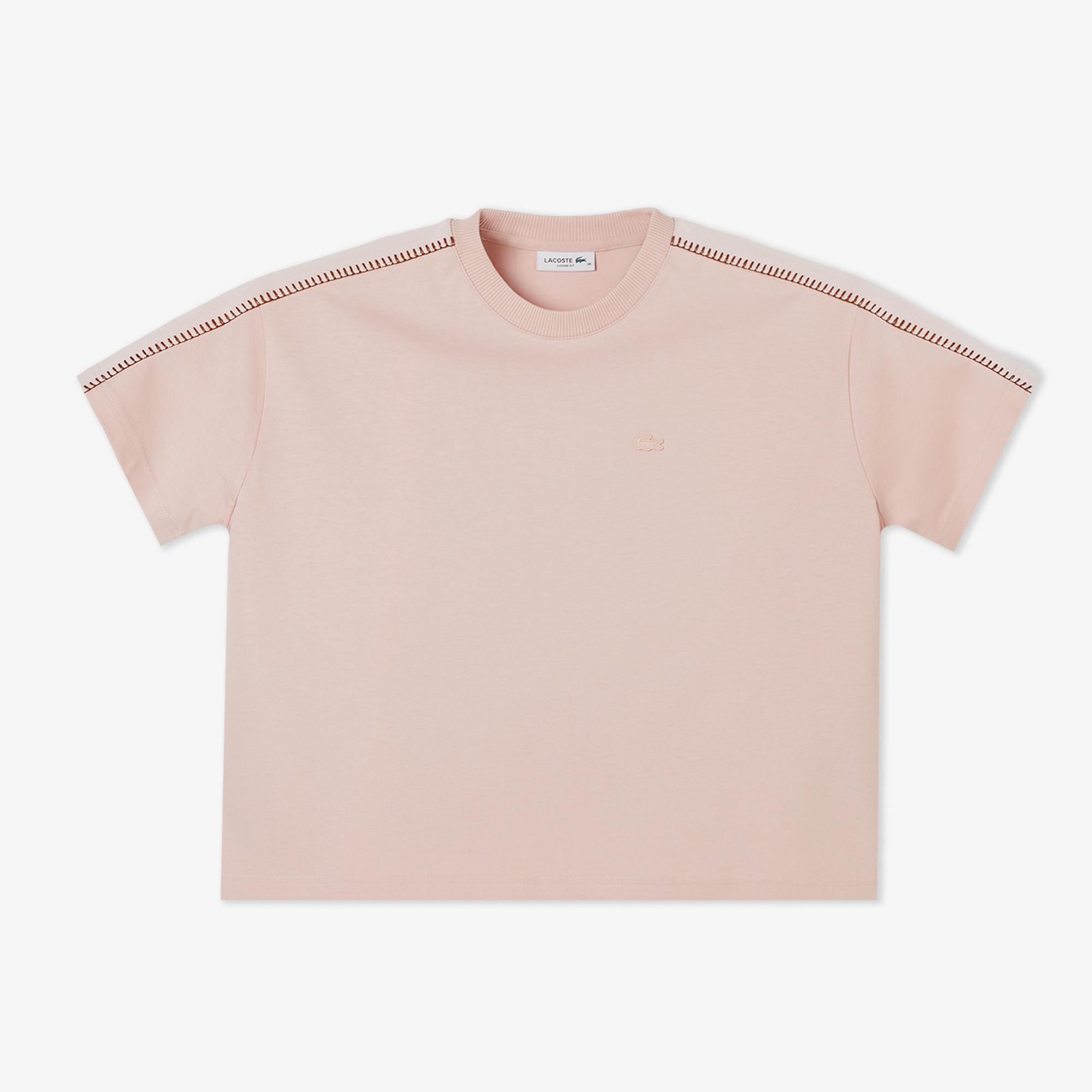 Lacoste Kadın Loose Fit Bisiklet Yaka Açık Pembe T-Shirt
