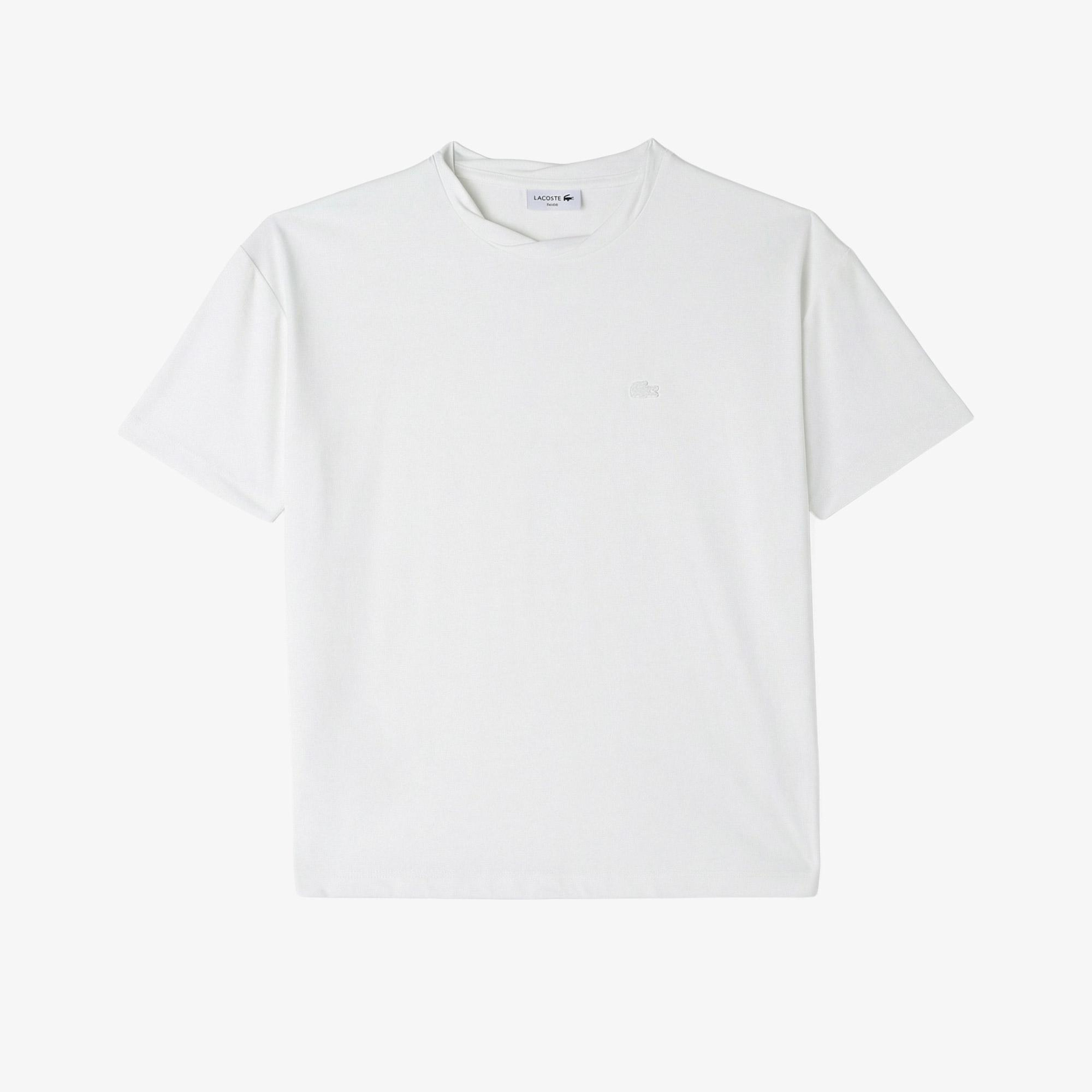 Lacoste Kadın Relaxed Fit Bisiklet Yaka Beyaz T-Shirt