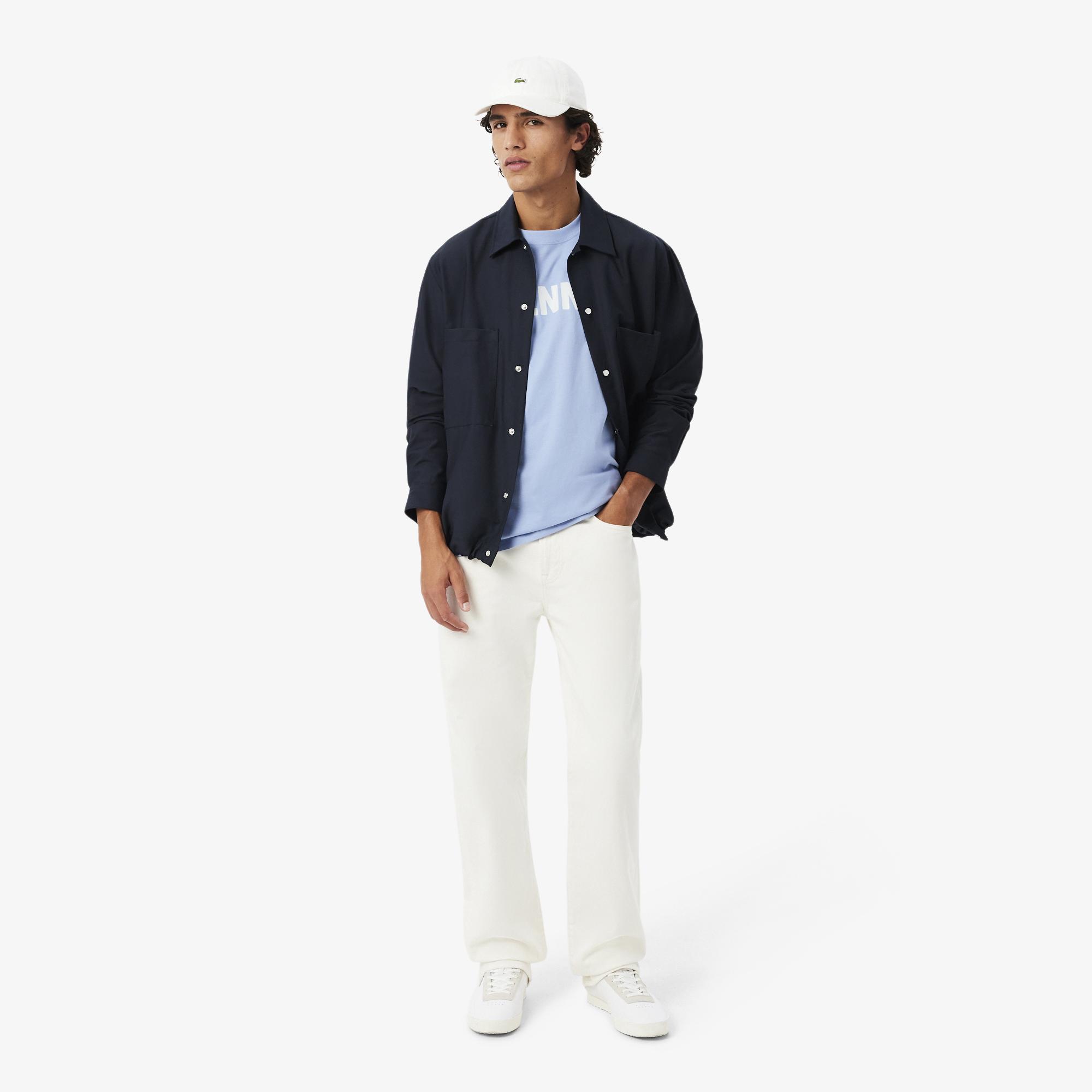 Lacoste Erkek Classic Fit Bisiklet Yaka Baskılı Mavi T-Shirt