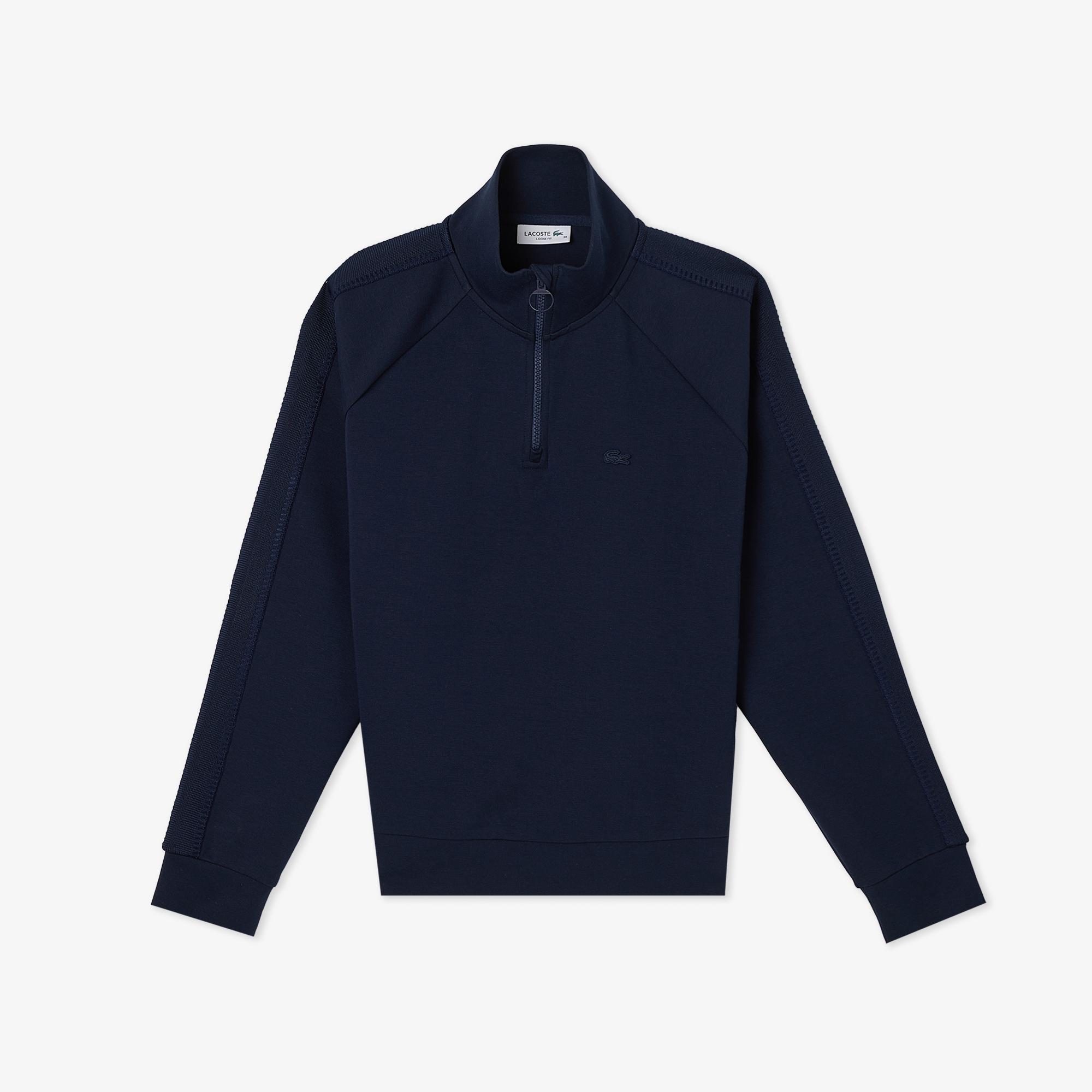 Lacoste Kadın Loose Fit Dik Yaka Lacivert Sweatshirt