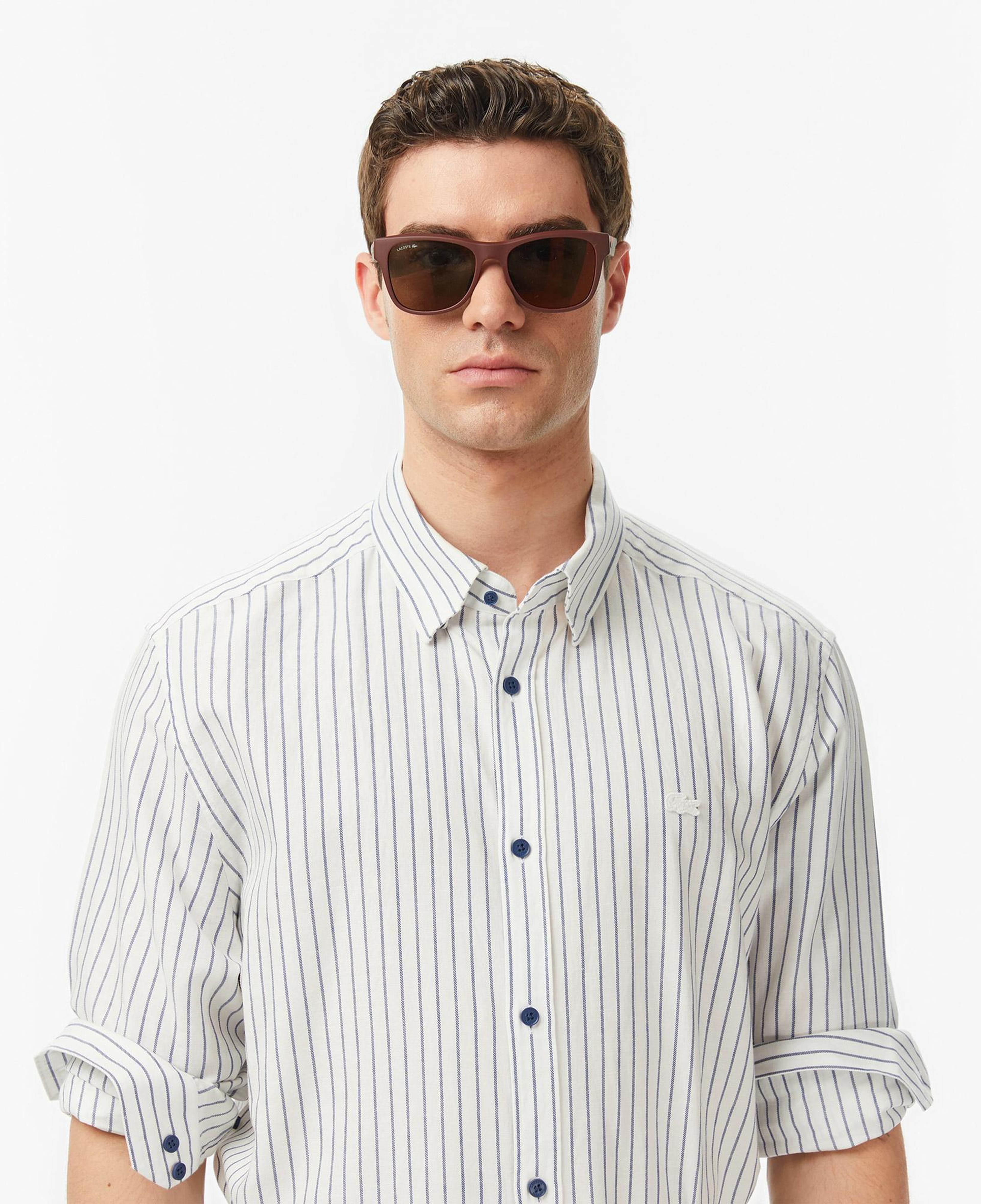 Lacoste Erkek Regular Fit Çizgili Koyu Mavi Gömlek