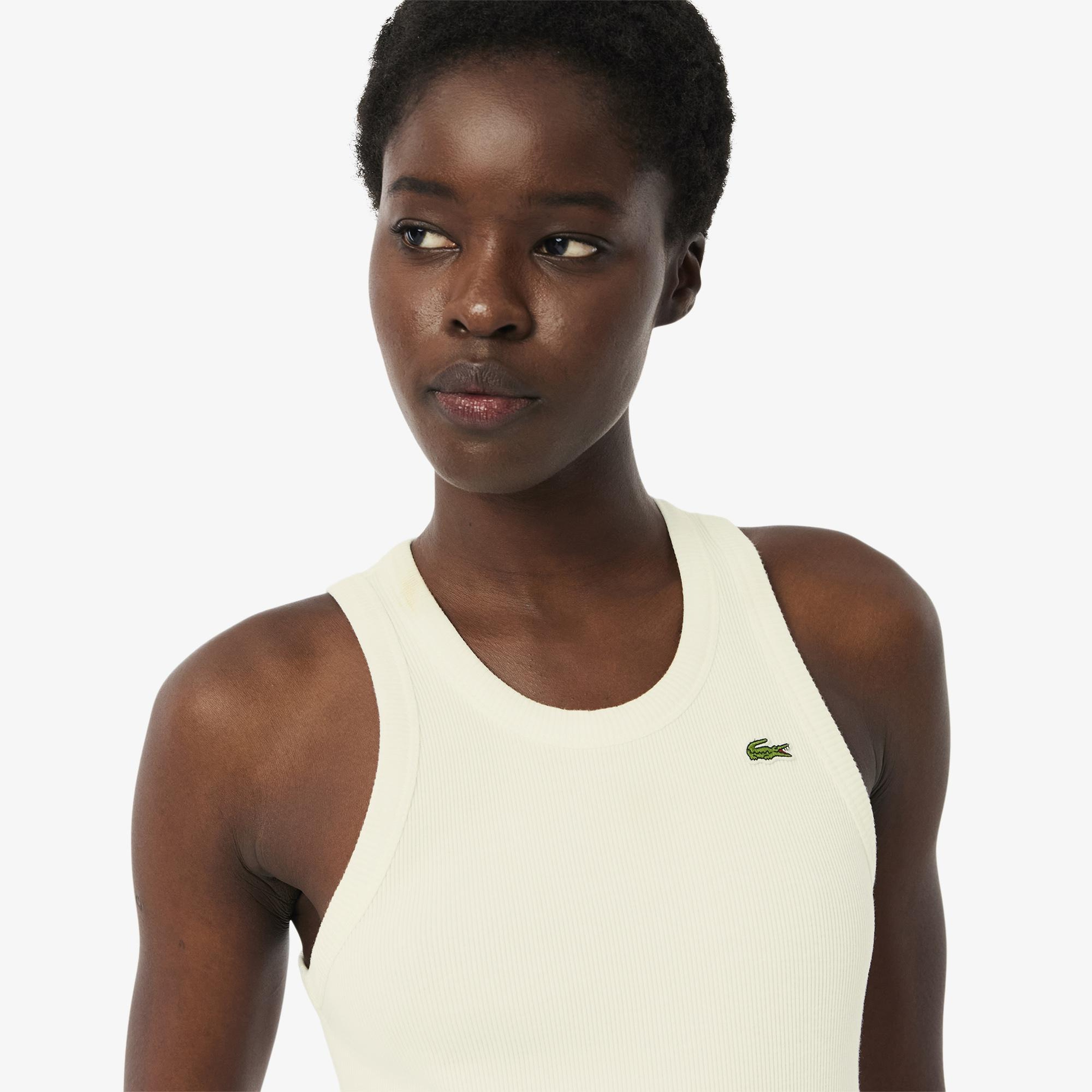 Lacoste Slim Fit Kadın Beyaz T-Shirt