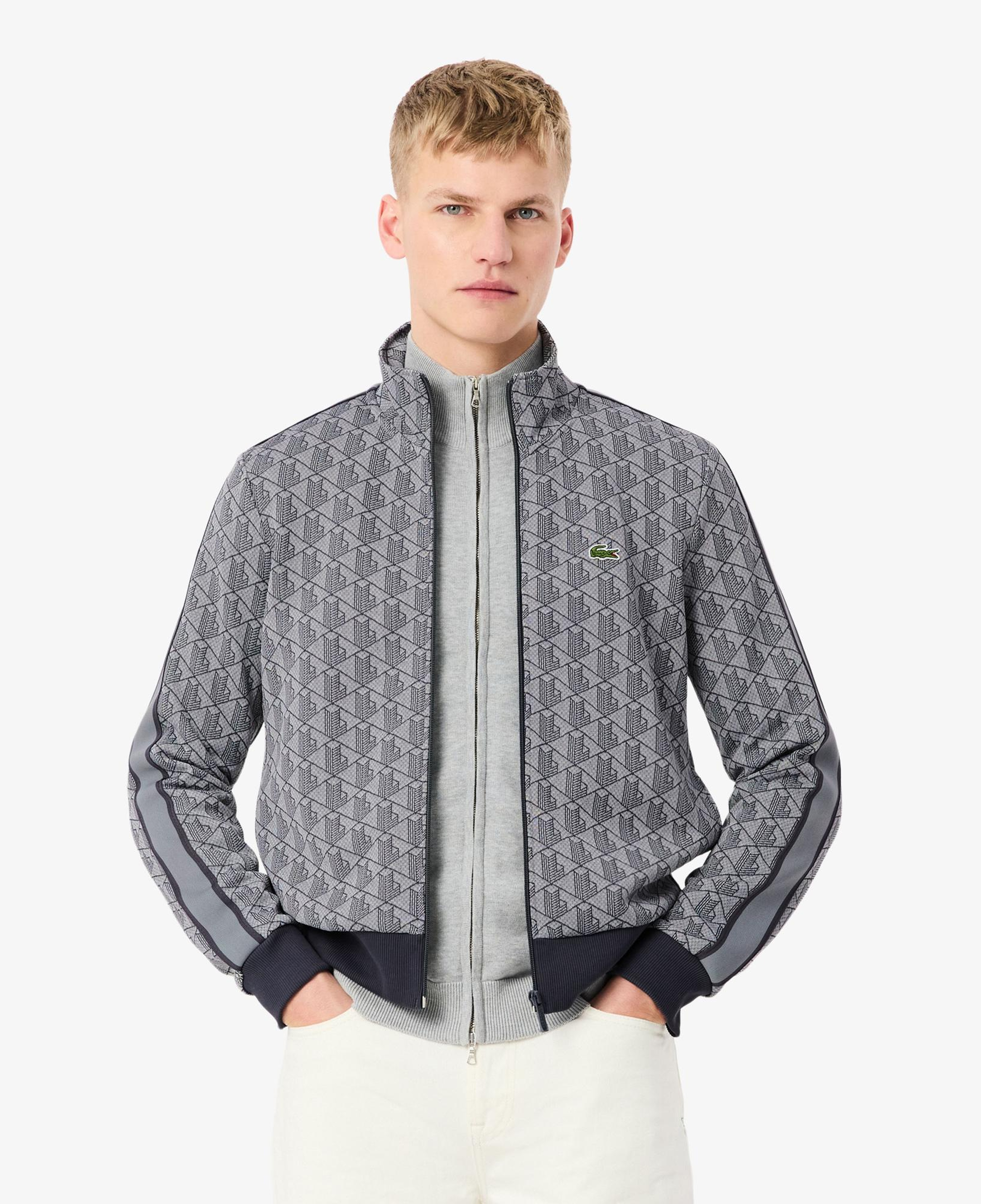 Lacoste Erkek Regular Fit Fermuarlı Monogram Gri Sweatshirt