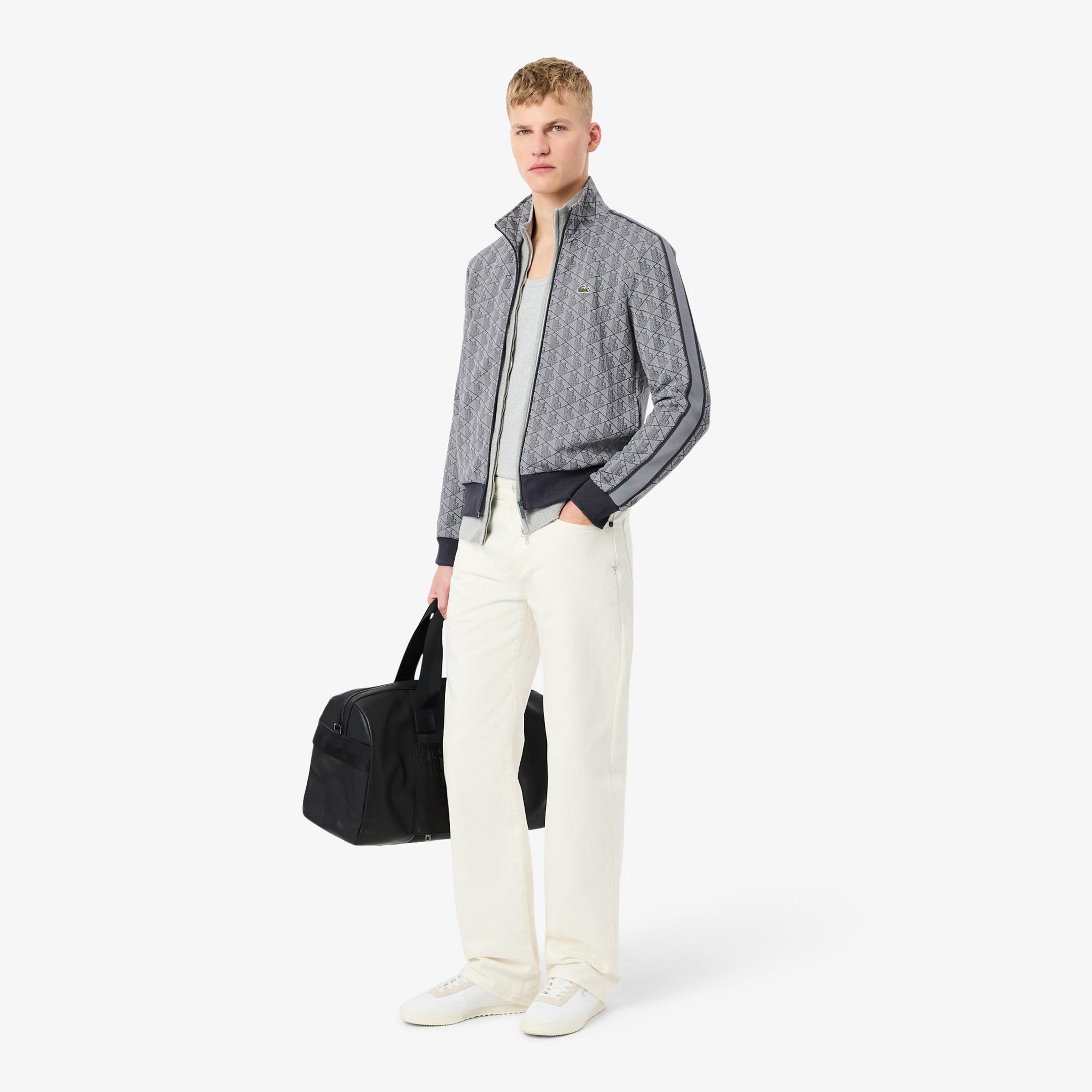Lacoste Erkek Regular Fit Fermuarlı Monogram Gri Sweatshirt
