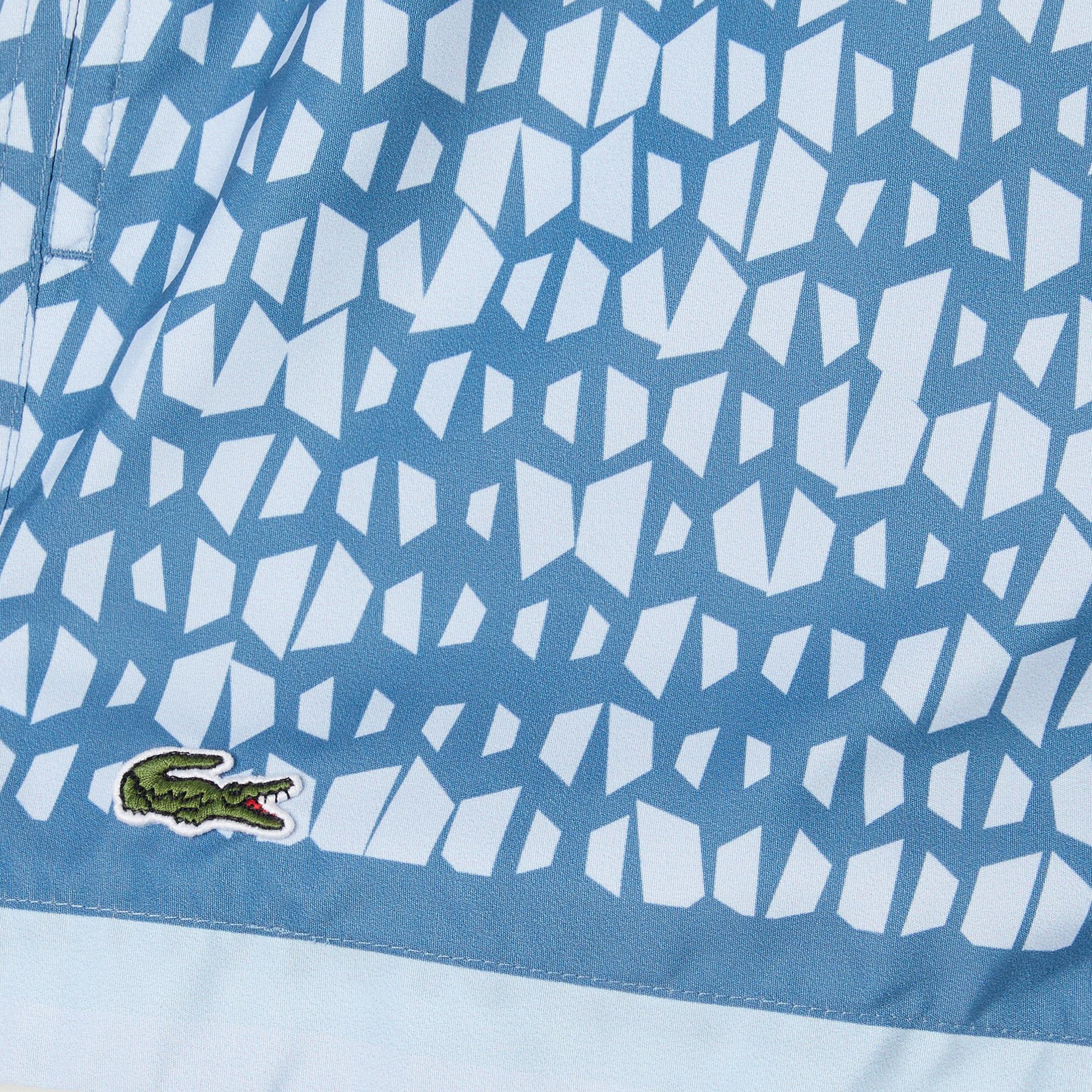 Lacoste Erkek Regular Fit Desenli Mavi Deniz Şortu