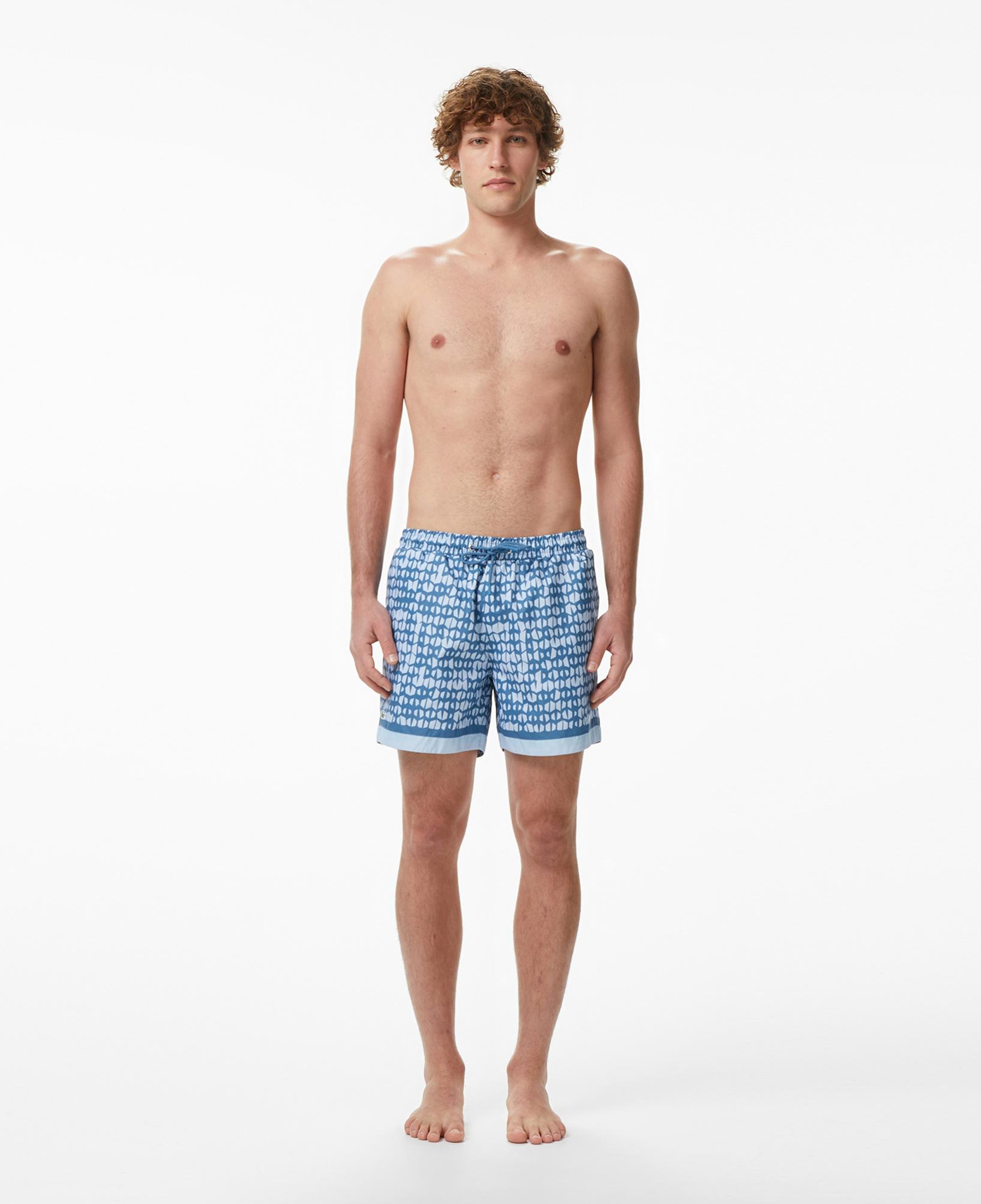 Lacoste Erkek Regular Fit Desenli Mavi Deniz Şortu