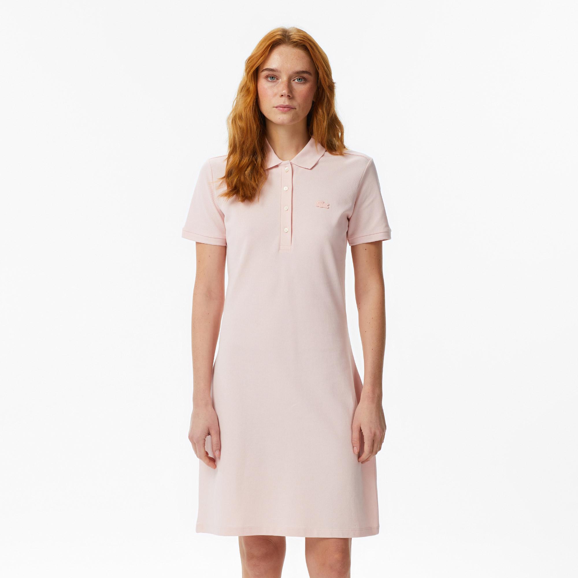 Lacoste Kadın Slim Fit Kısa Kollu Polo Yaka Pembe Elbise