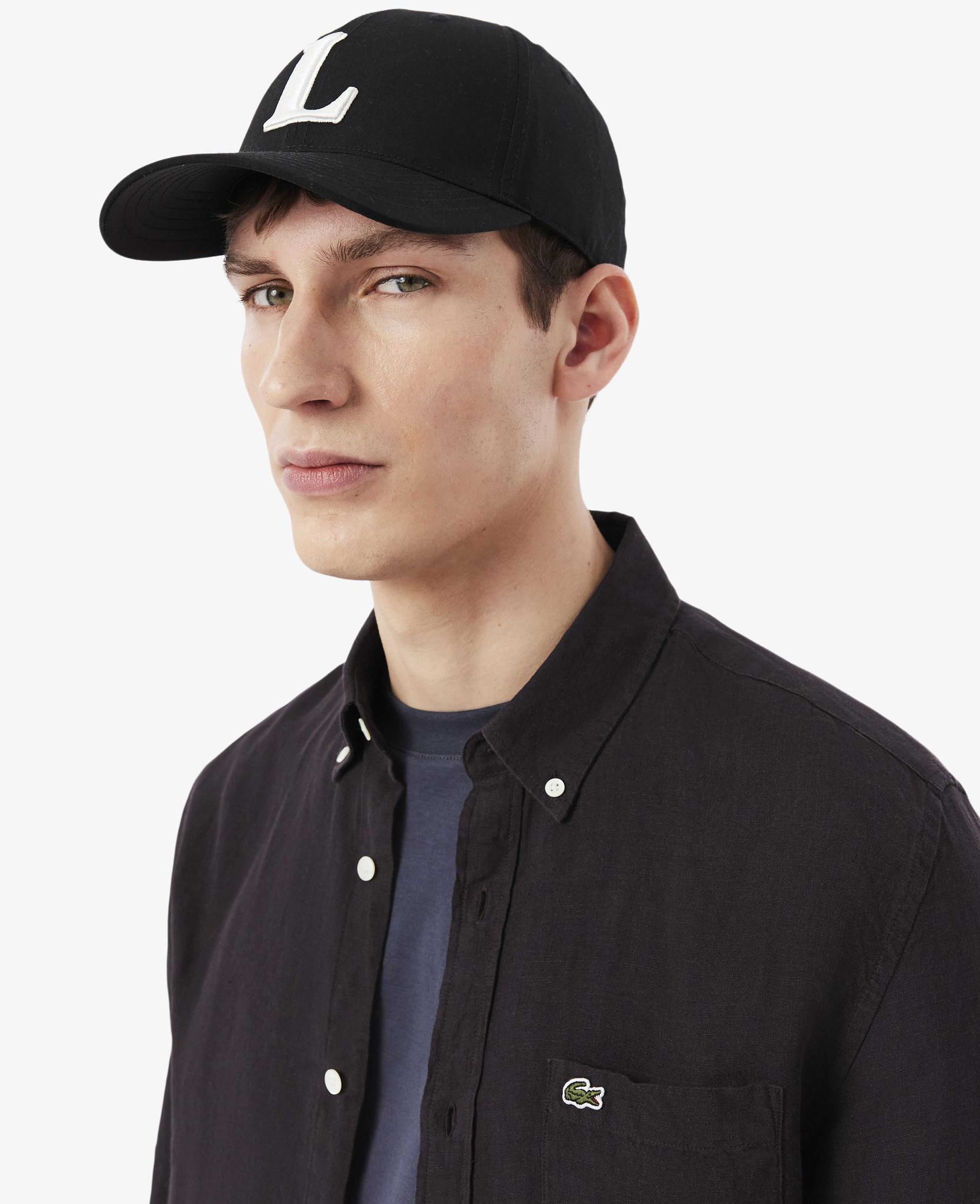 Lacoste Erkek Regular Fit Düğmeli Yaka Keten Koyu Kahverengi Gömlek