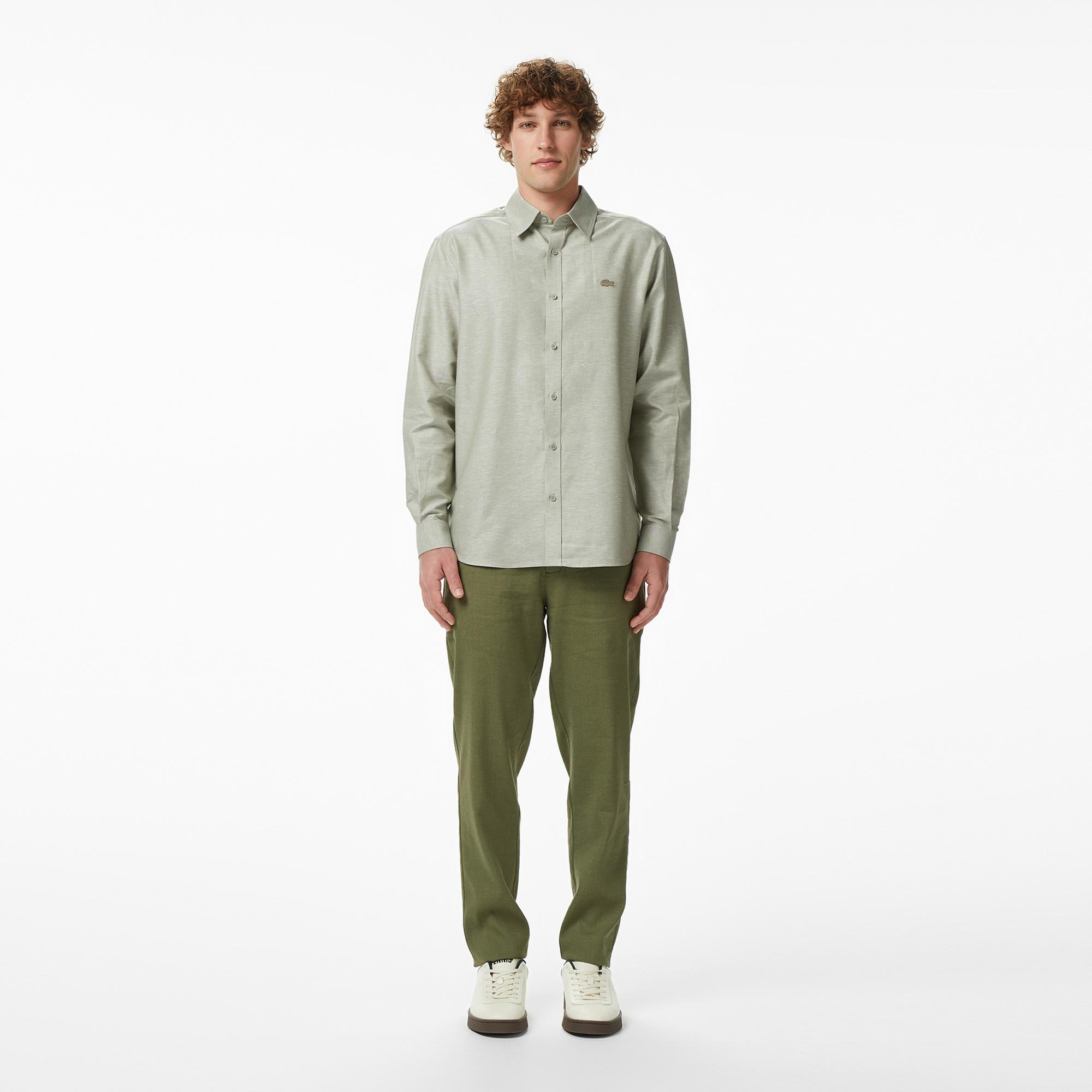 Lacoste Erkek Regular Fit Düğmeli Yaka Haki Gömlek