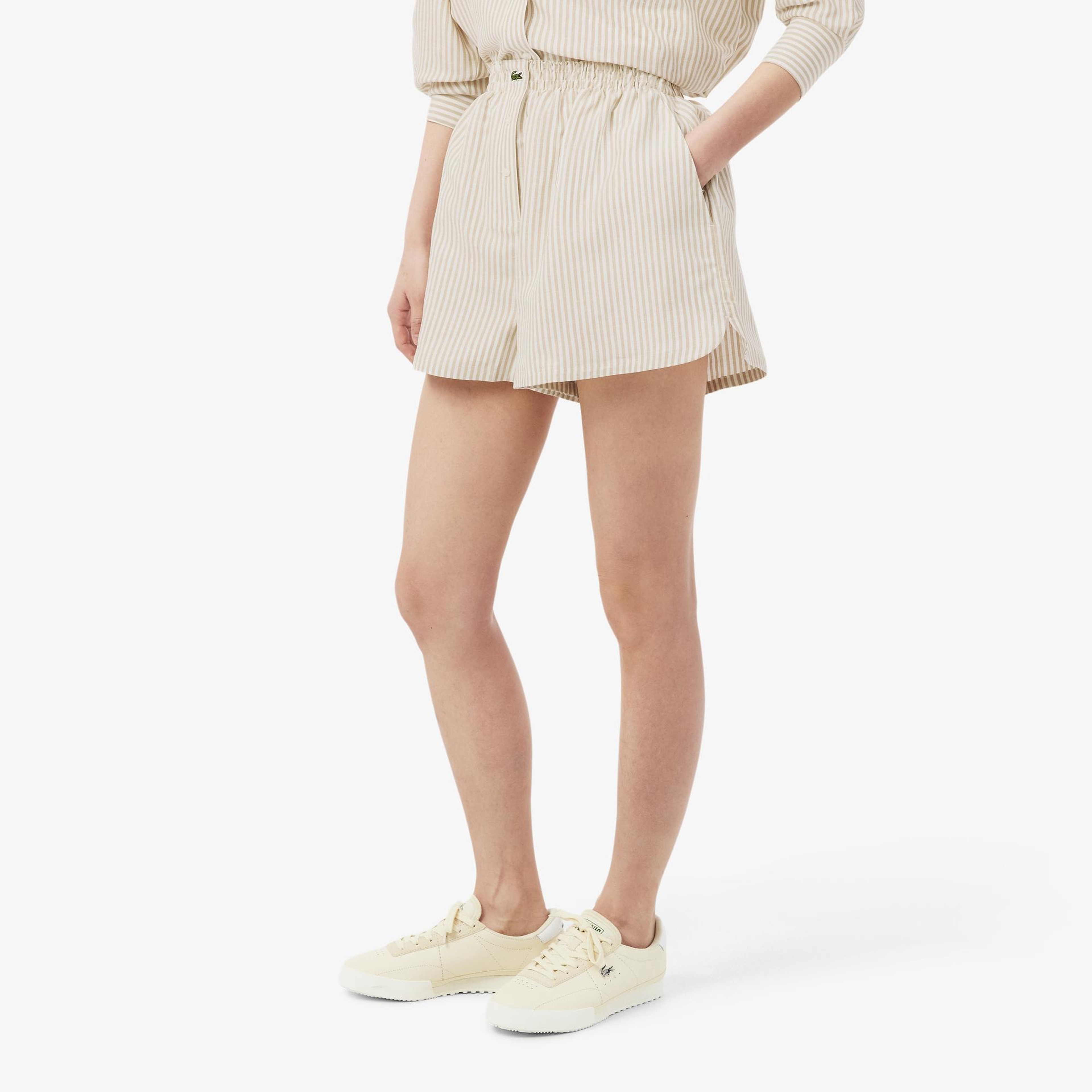 Lacoste Kadın Oversize Fit Krem Şort