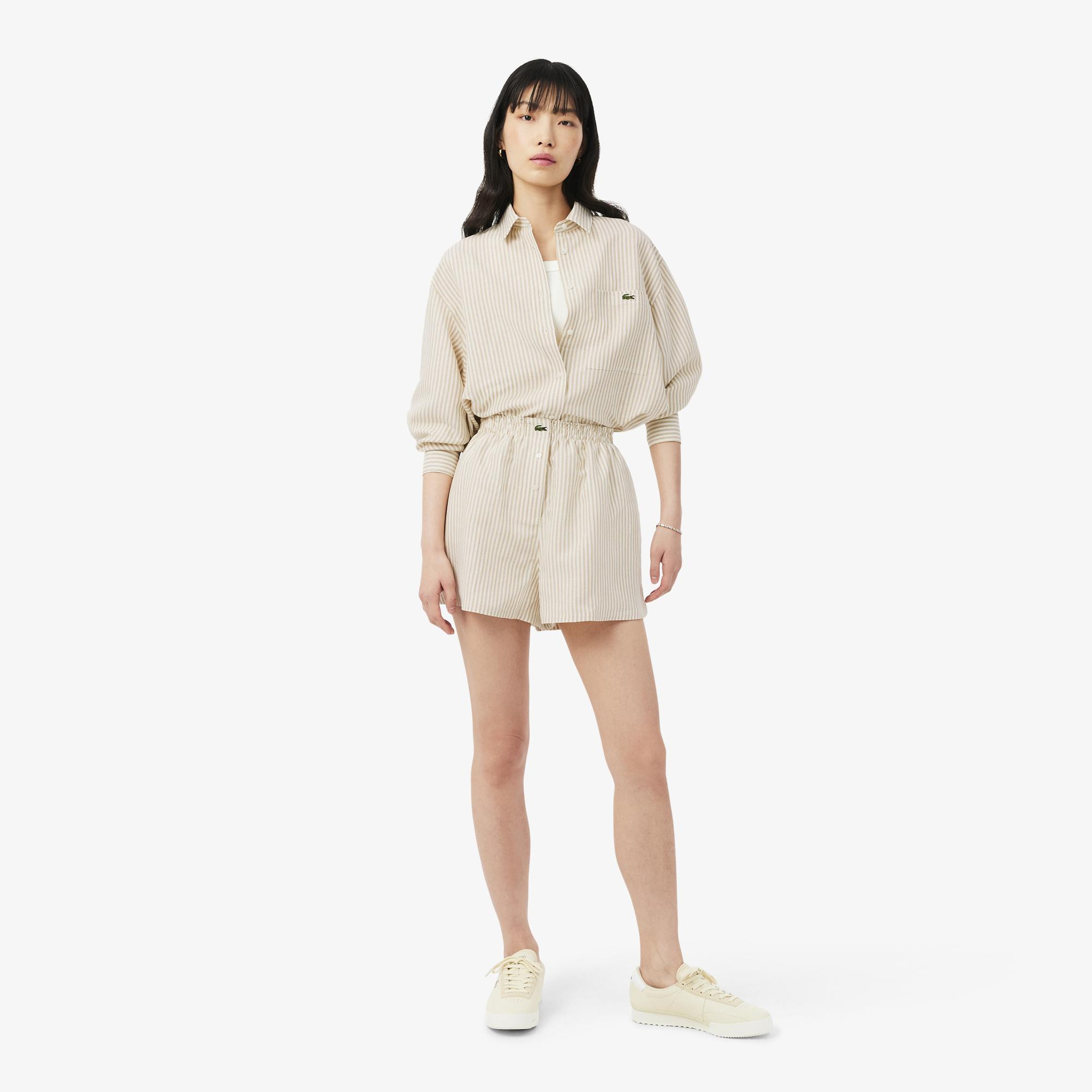 Lacoste Kadın Oversize Fit Krem Şort
