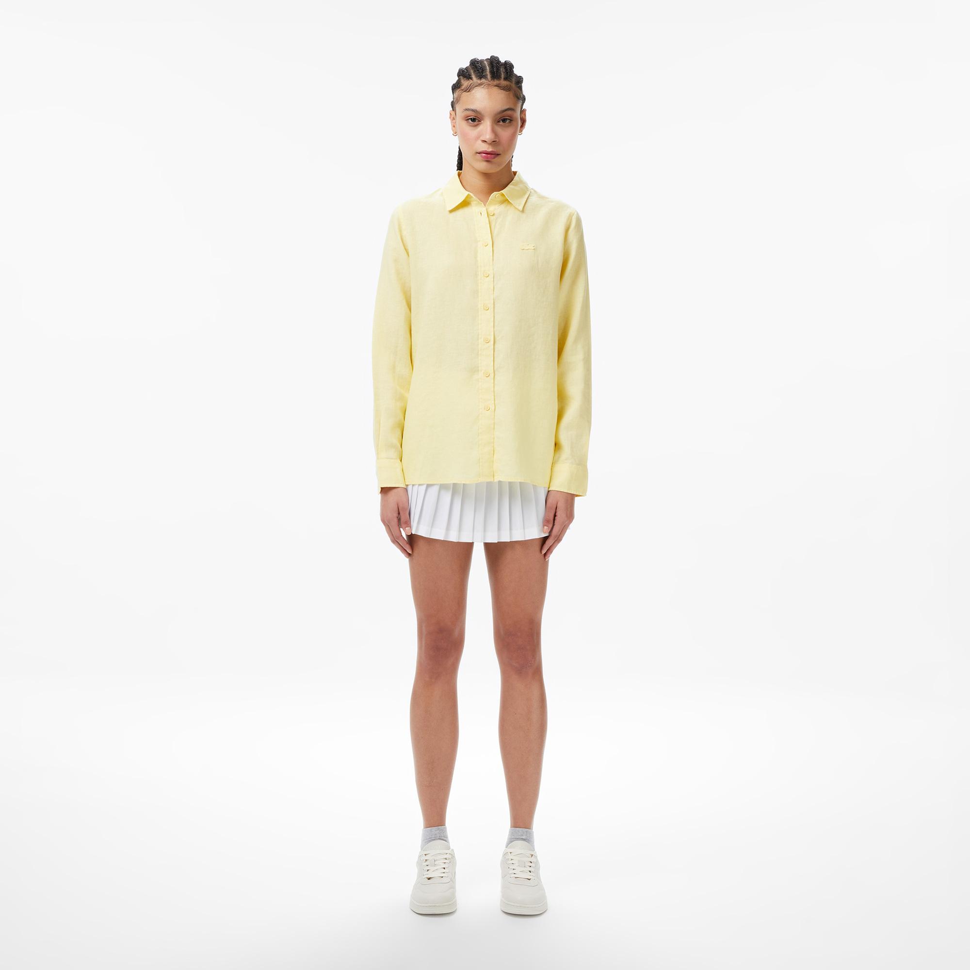 Lacoste Kadın Relaxed Fit Sarı Gömlek