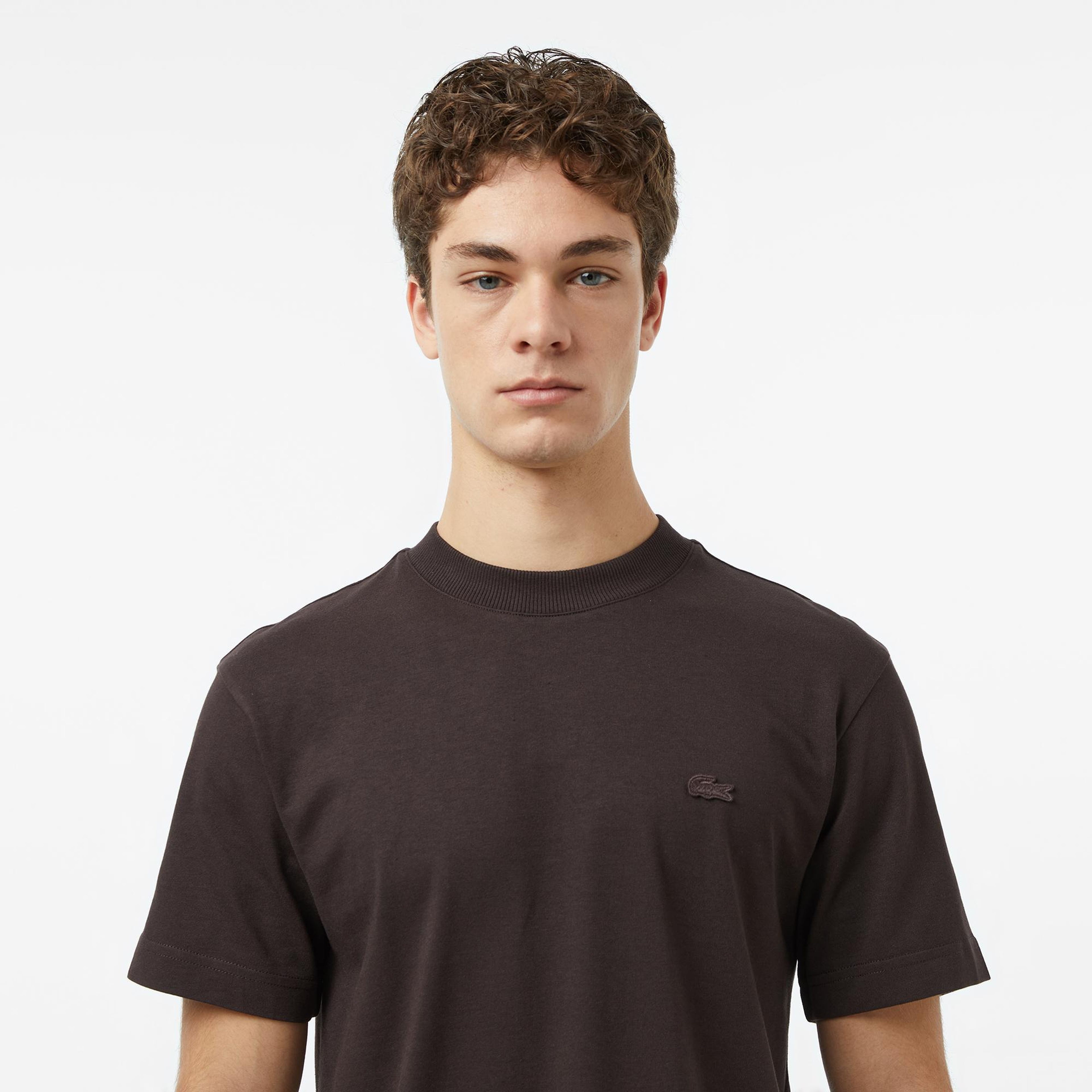Lacoste Erkek Relaxed Fit Bisiklet Yaka Kahverengi T-Shirt