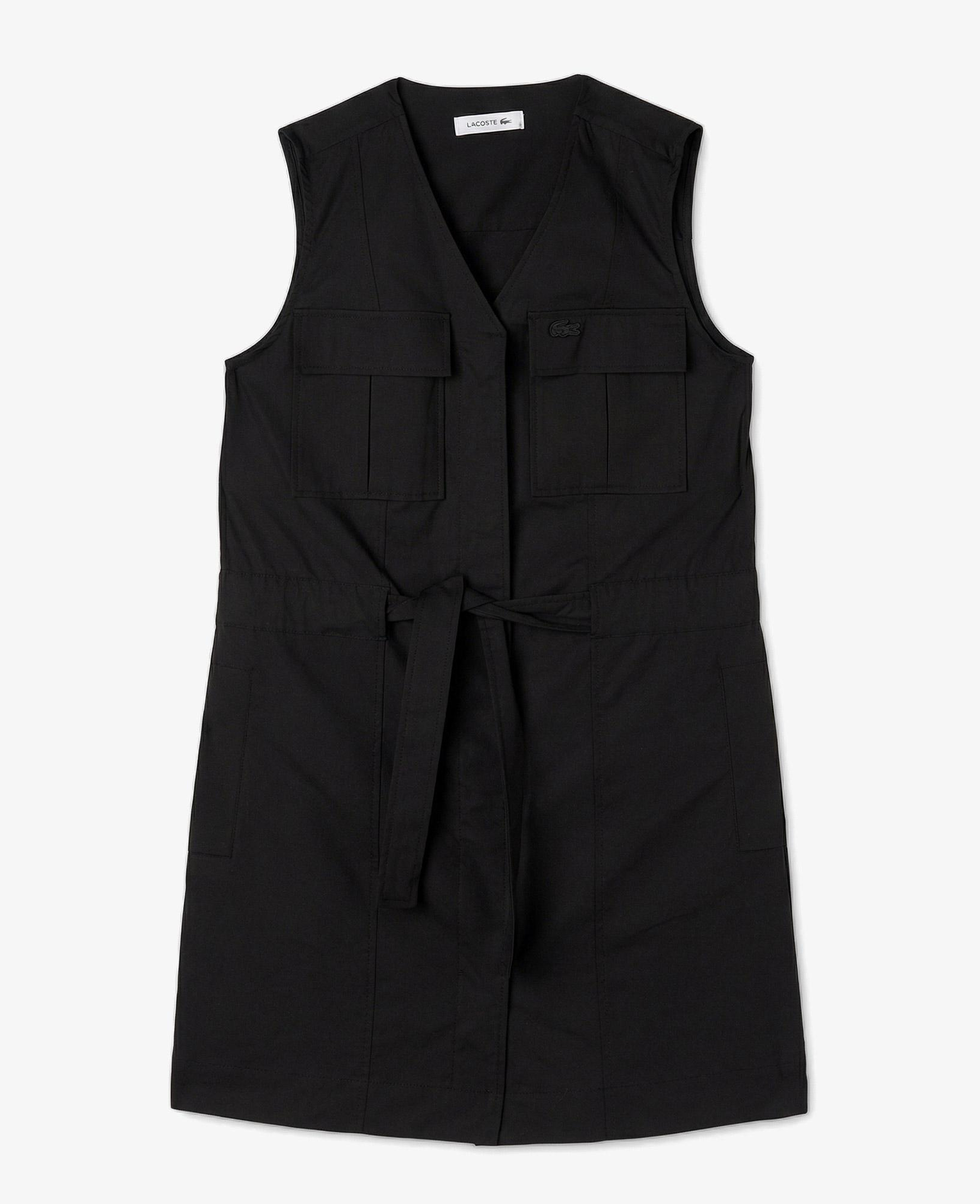 Lacoste Kadın Classic Fit Kolsuz V Yaka Siyah Elbise