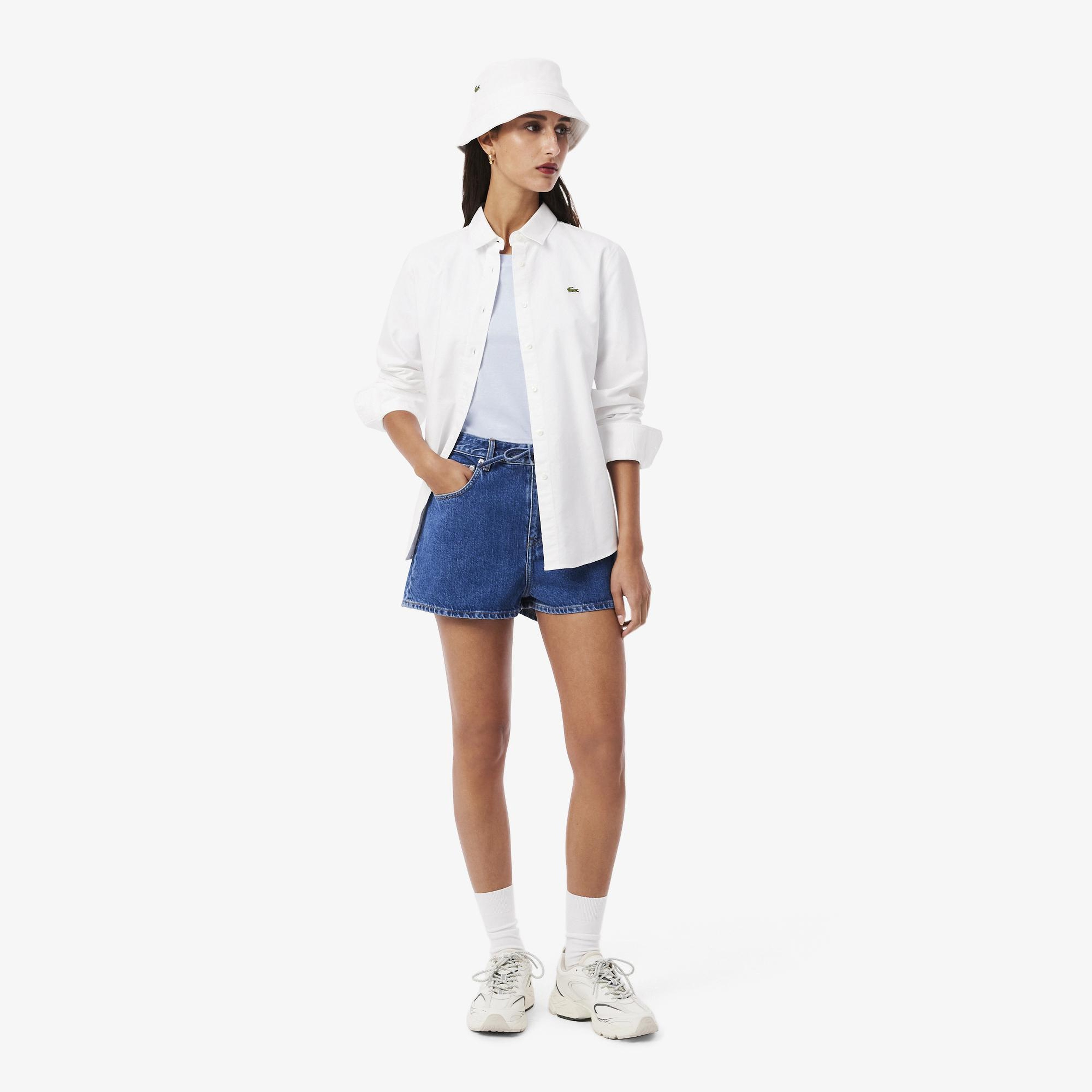 Lacoste Kadın Relaxed Fit Bisiklet Yaka Mavi T-Shirt