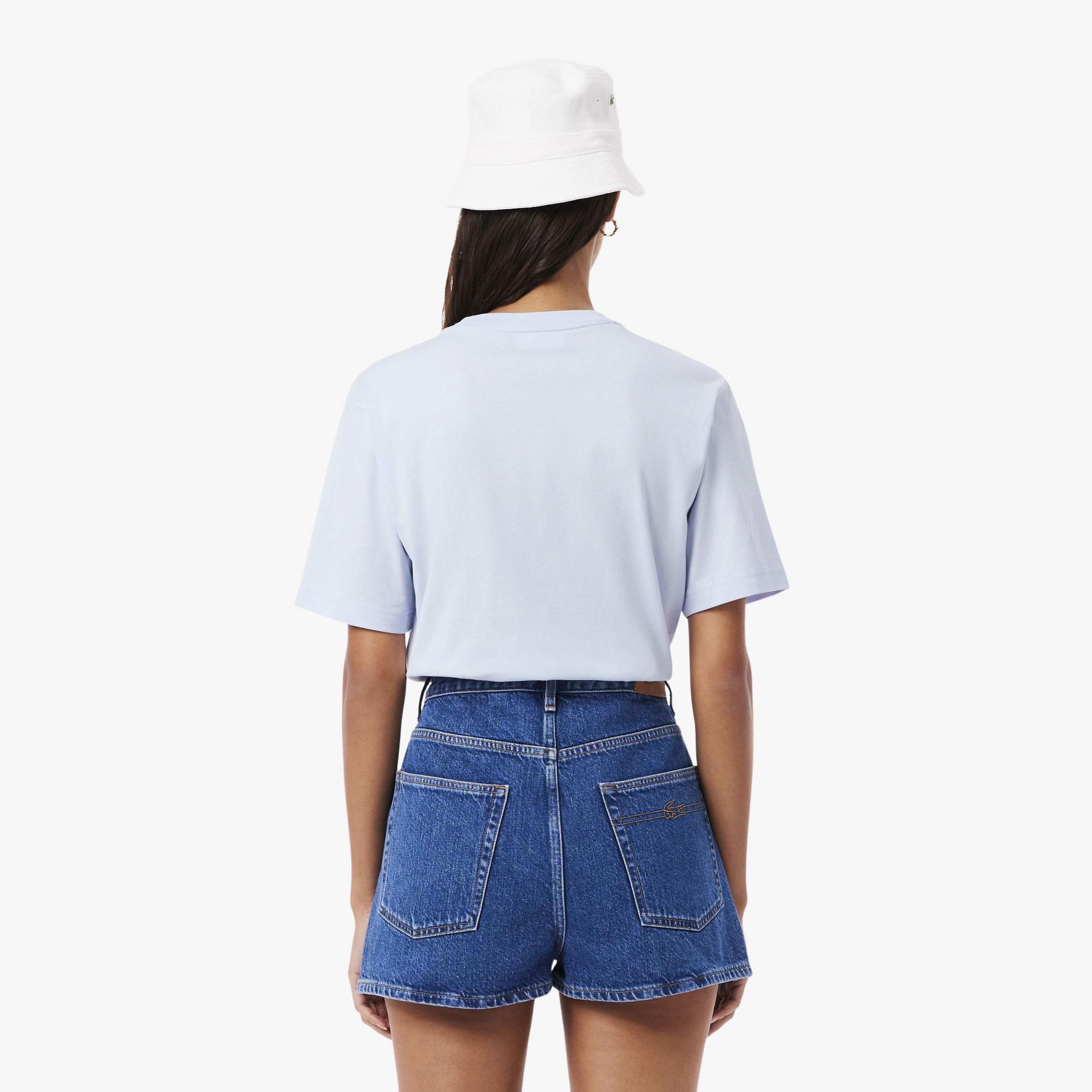 Lacoste Kadın Relaxed Fit Bisiklet Yaka Mavi T-Shirt
