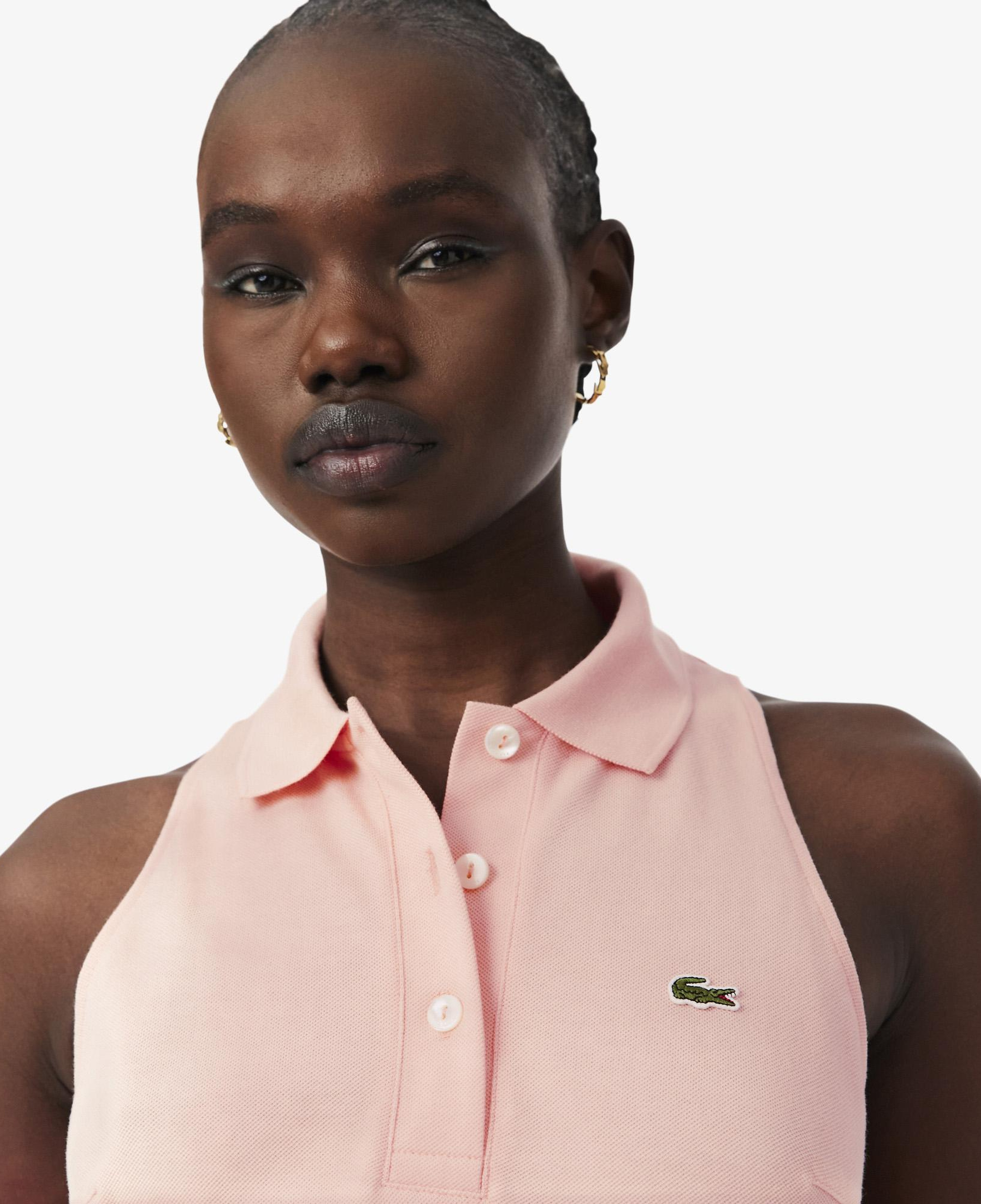 Lacoste Kadın Slim Fit Kolsuz Polo Yaka Pembe Elbise