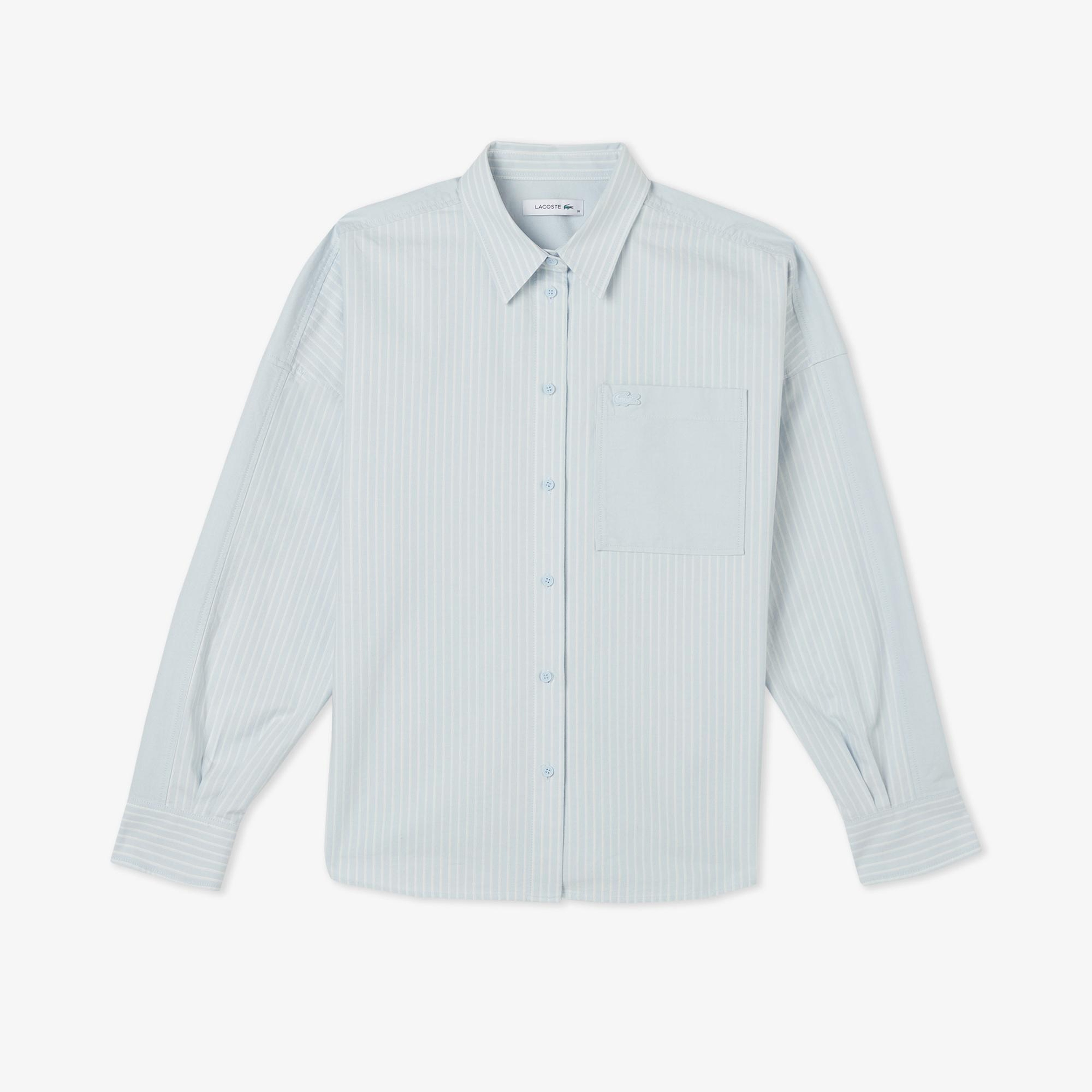 Lacoste Kadın Relaxed Fit Mavi Gömlek