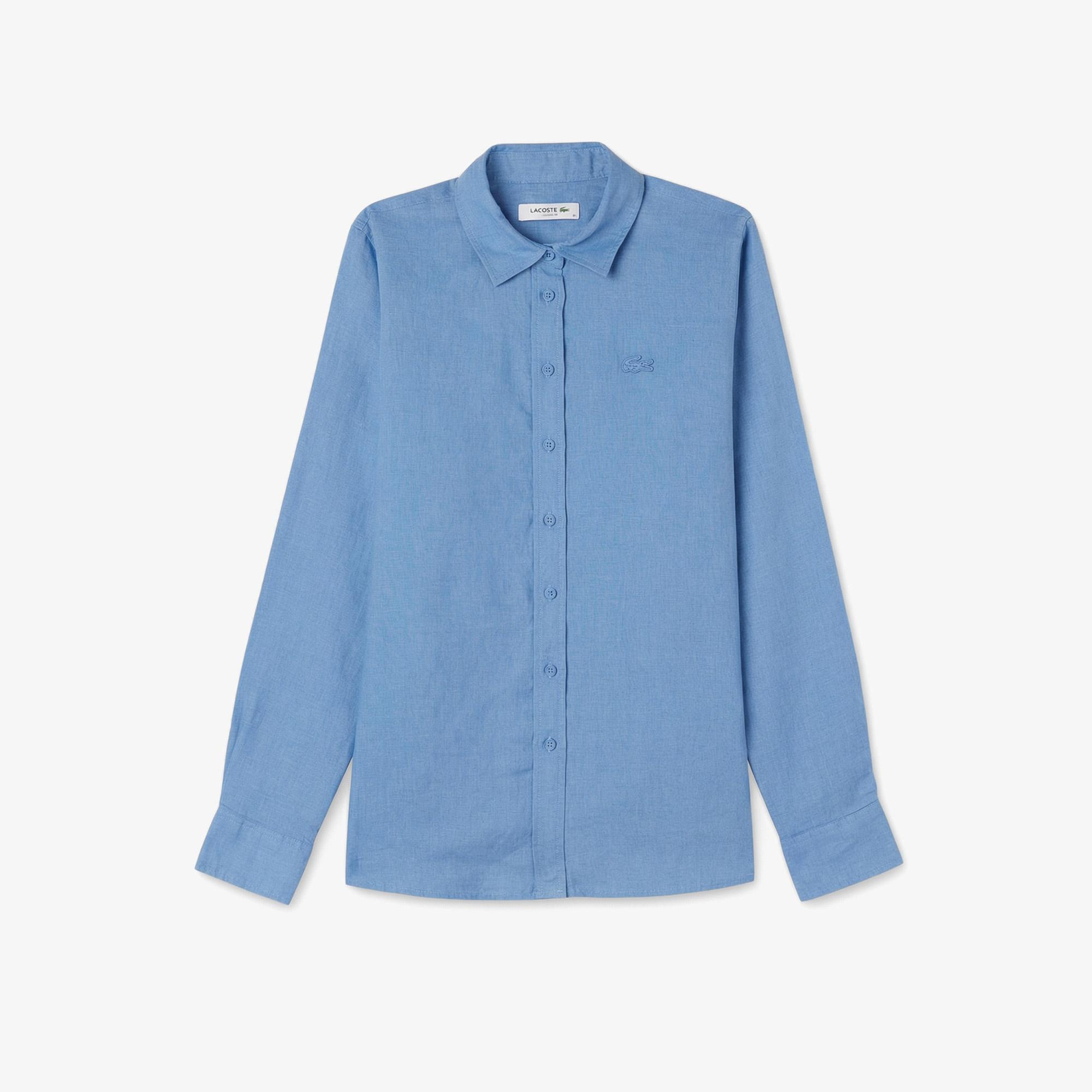Lacoste Kadın Relaxed Fit Mavi Gömlek